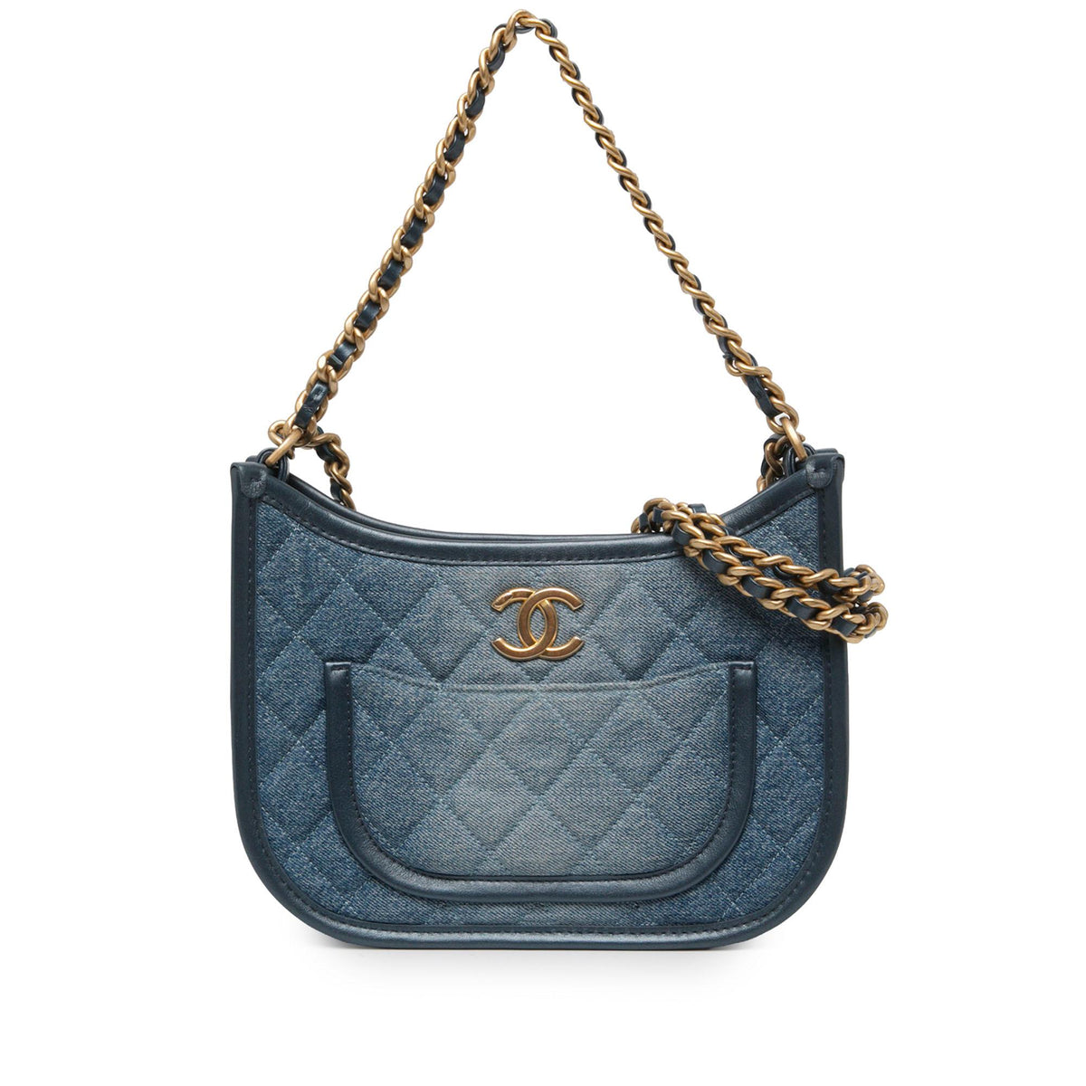 Chanel CC Quilted Denim Hobo Bag