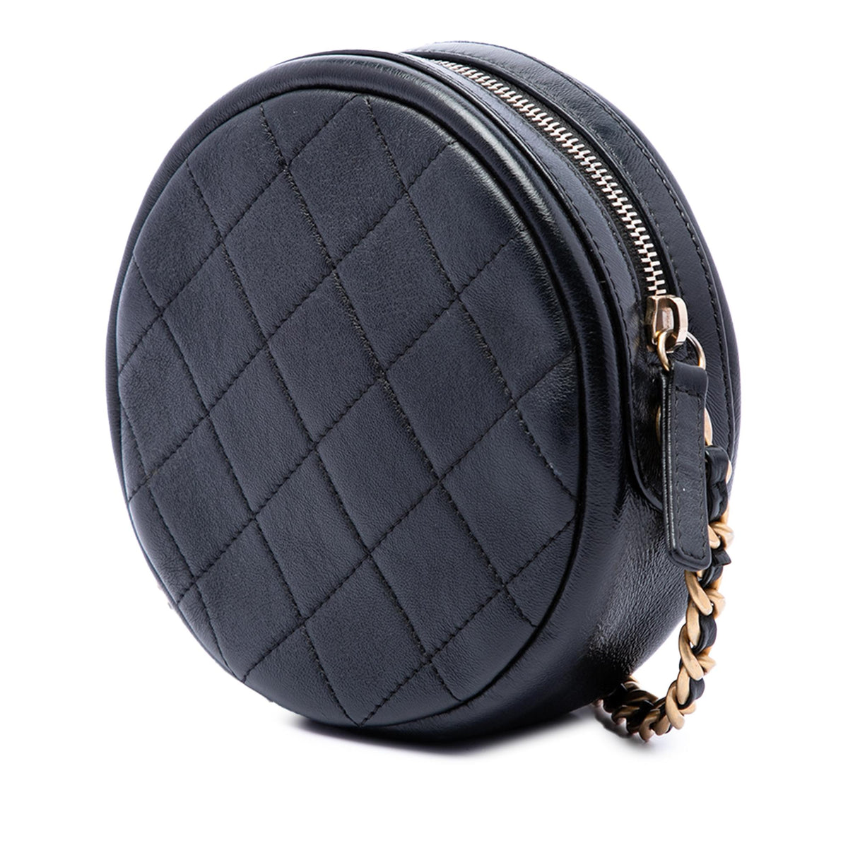 Chanel CC Quilted Glazed Lambskin Round Crossbody