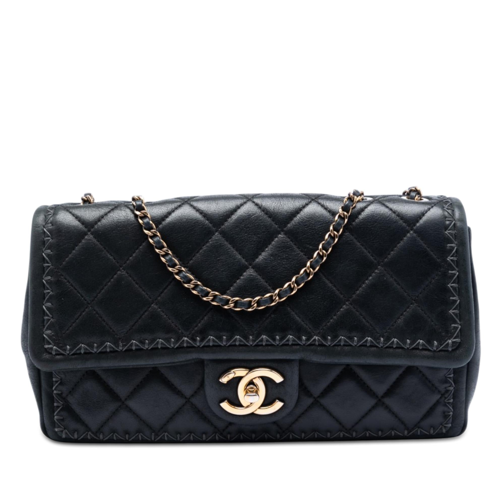 Chanel CC Quilted Iridescent Calfskin Whipstitch Single Flap