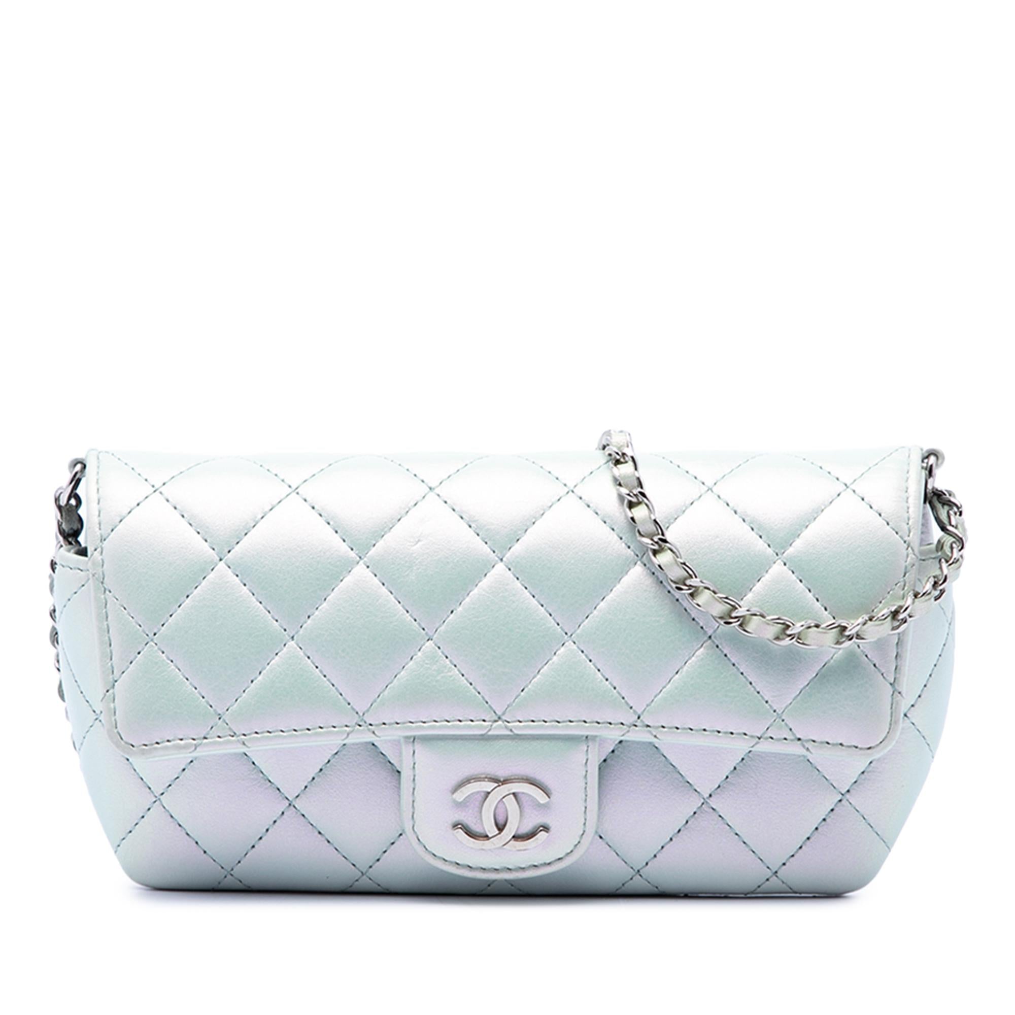 Chanel CC Quilted Iridescent Lambskin Sunglasses Case with Chain