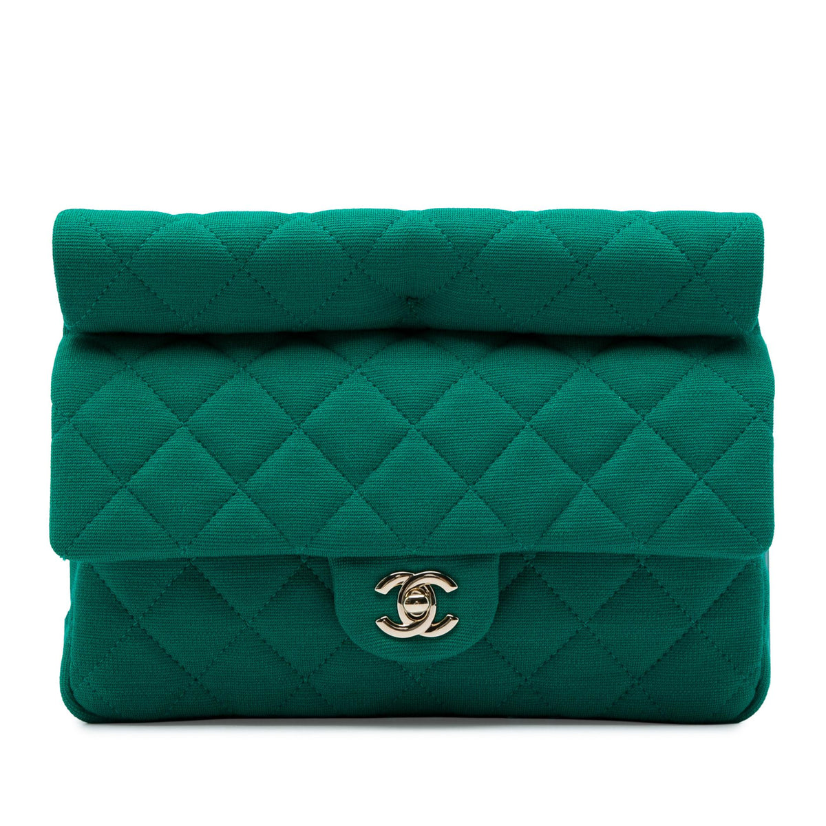 Chanel CC Quilted Jersey Roll Clutch