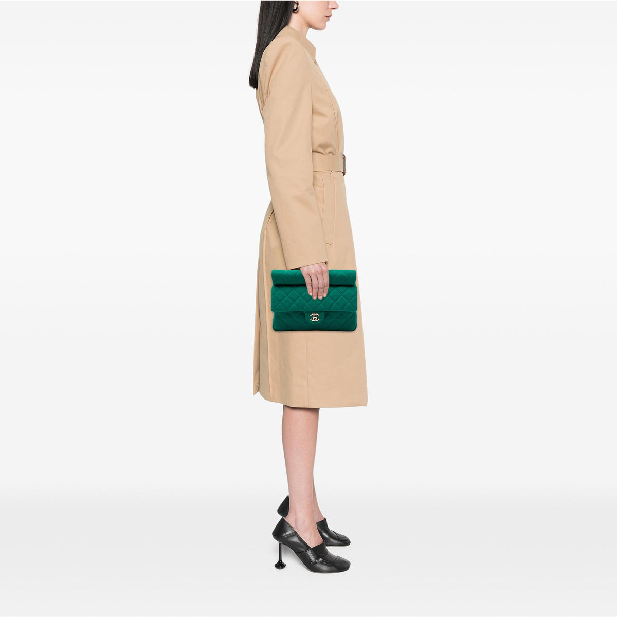 Chanel CC Quilted Jersey Roll Clutch