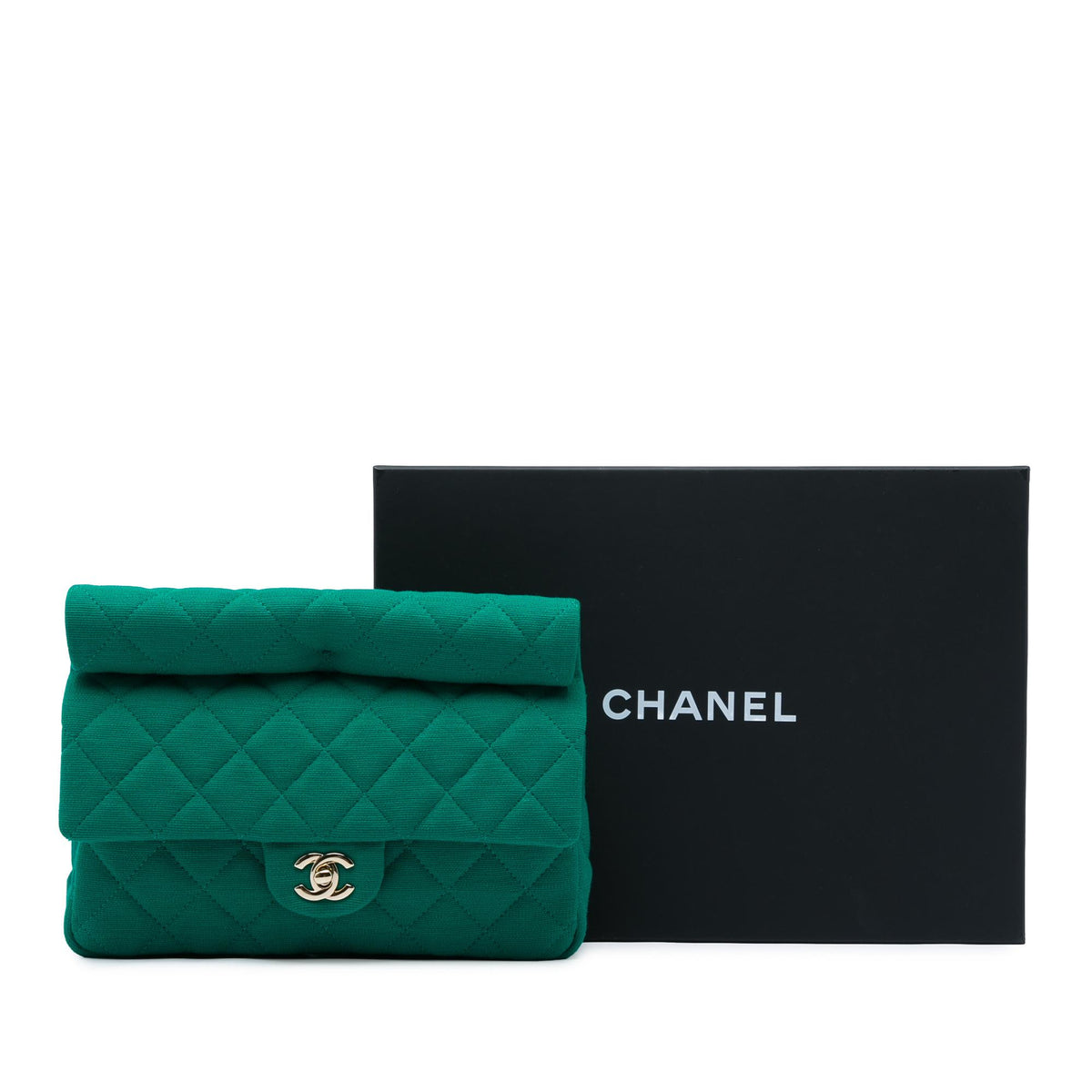 Chanel CC Quilted Jersey Roll Clutch