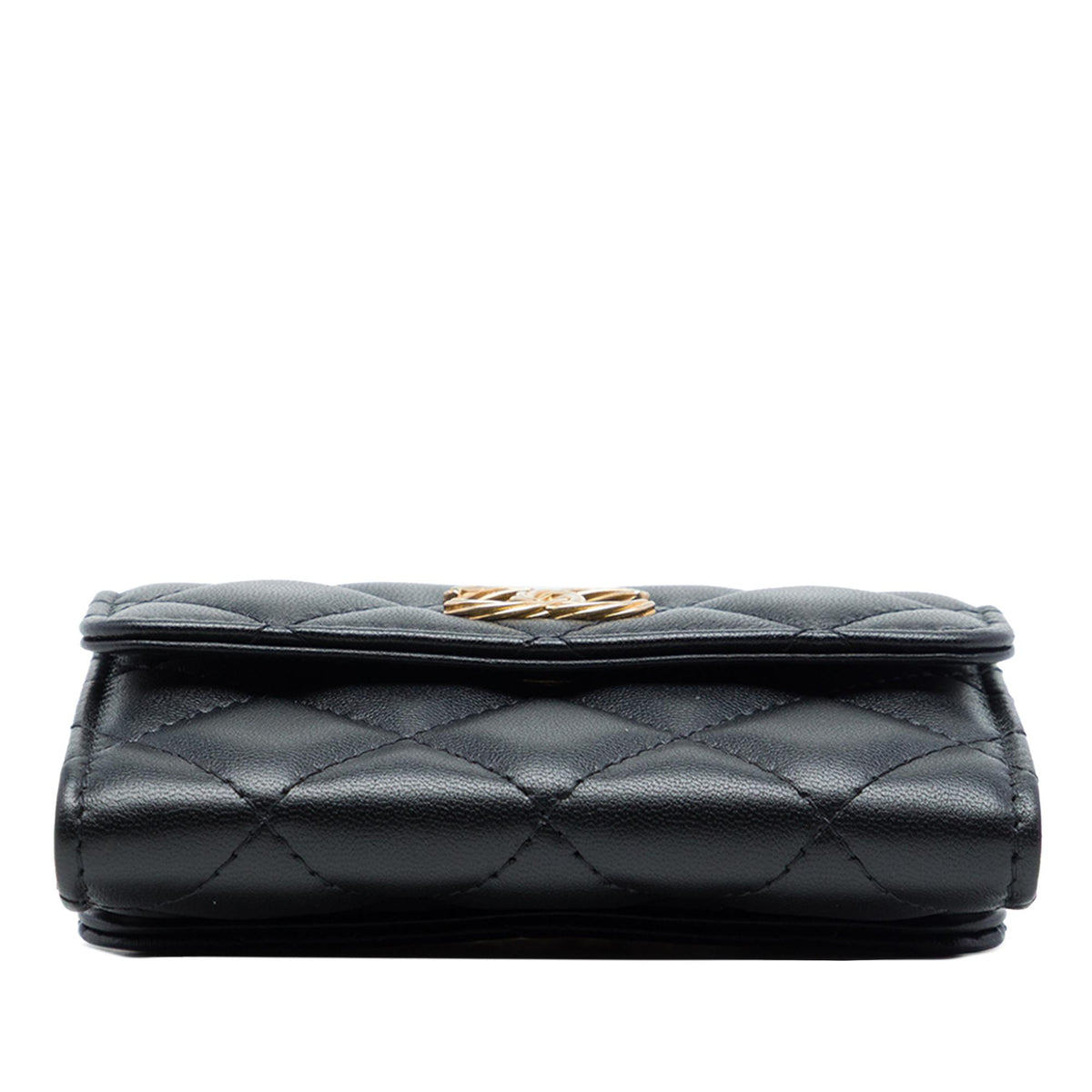Chanel CC Quilted Lambskin Card Holder with Padded Chain Strap