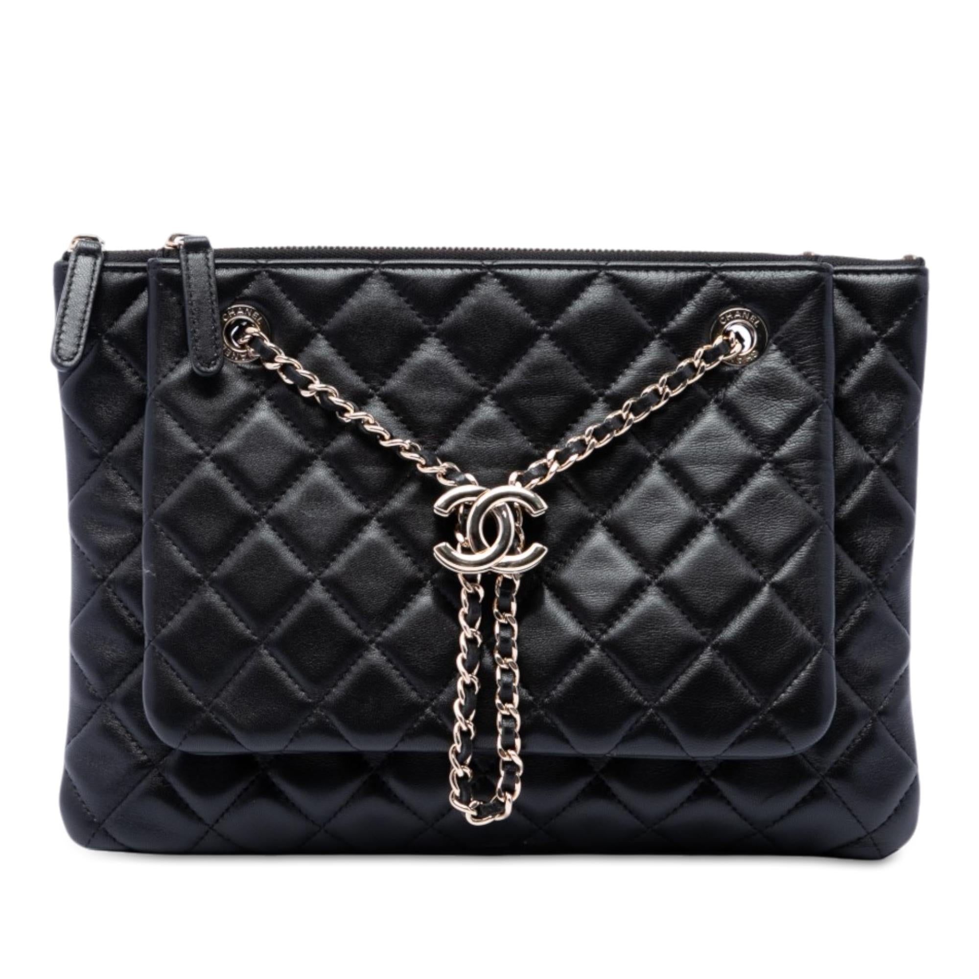 Chanel CC Quilted Lambskin Double Zip Crossbody