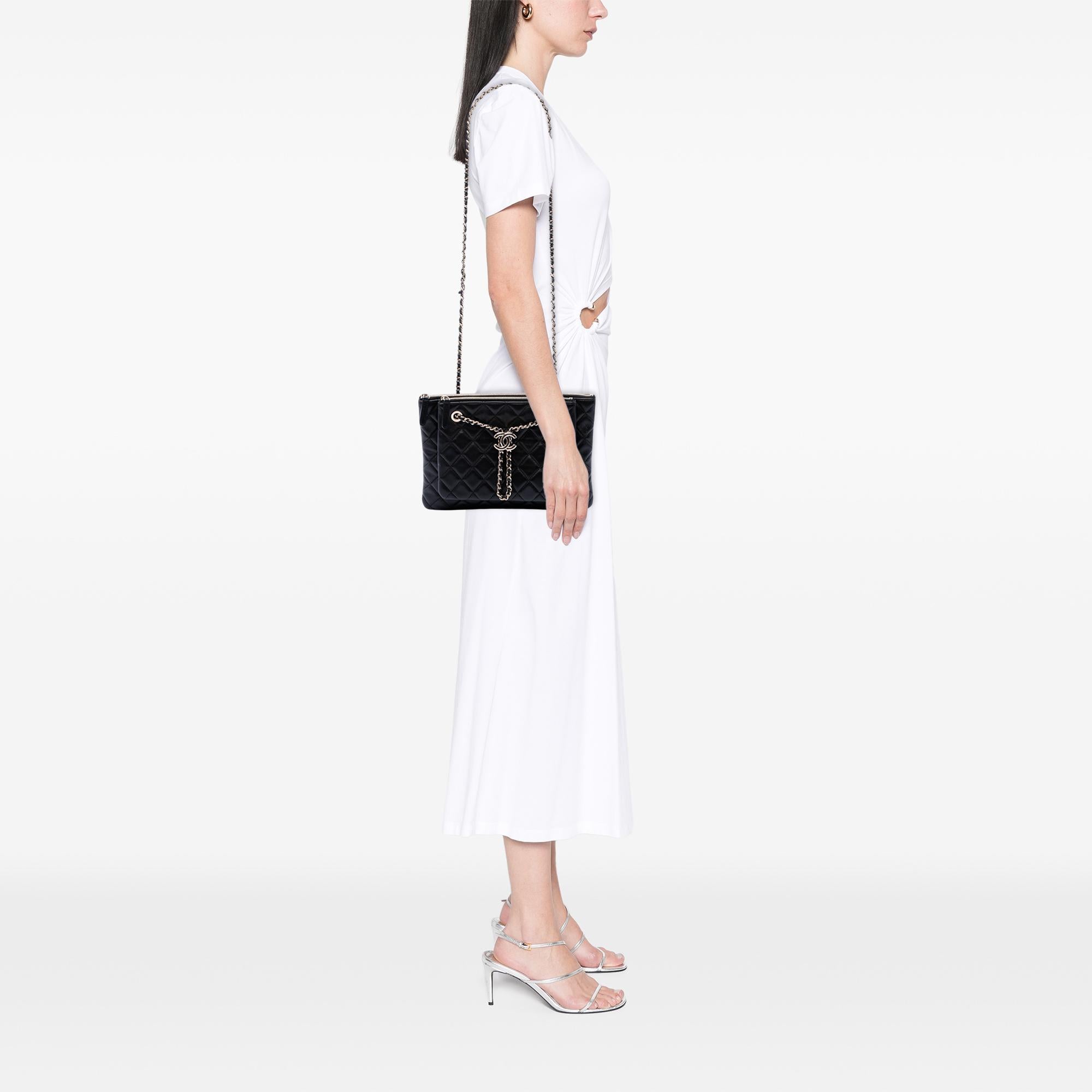 Chanel CC Quilted Lambskin Double Zip Crossbody