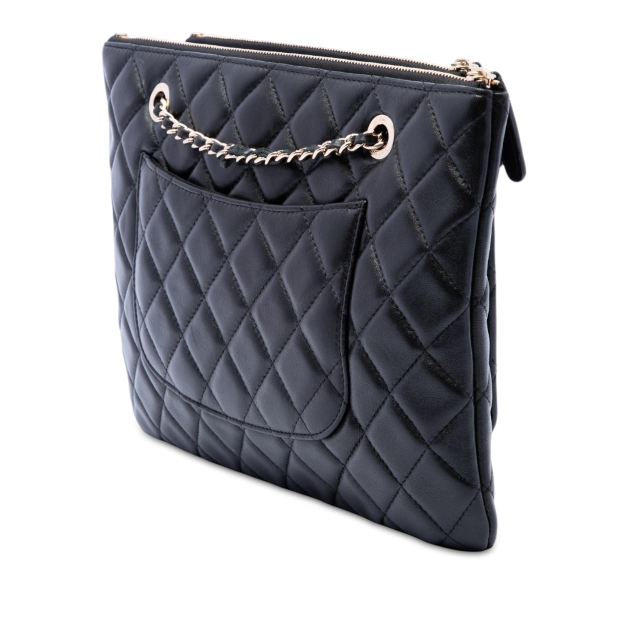 Chanel CC Quilted Lambskin Double Zip Crossbody
