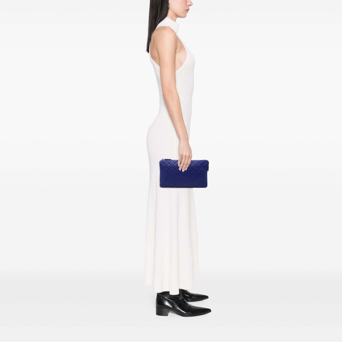Chanel CC Quilted Lambskin Double Zip Pouch