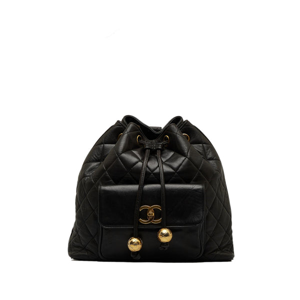 Chanel CC Quilted Lambskin Drawstring Backpack (SHG-86DOIB)