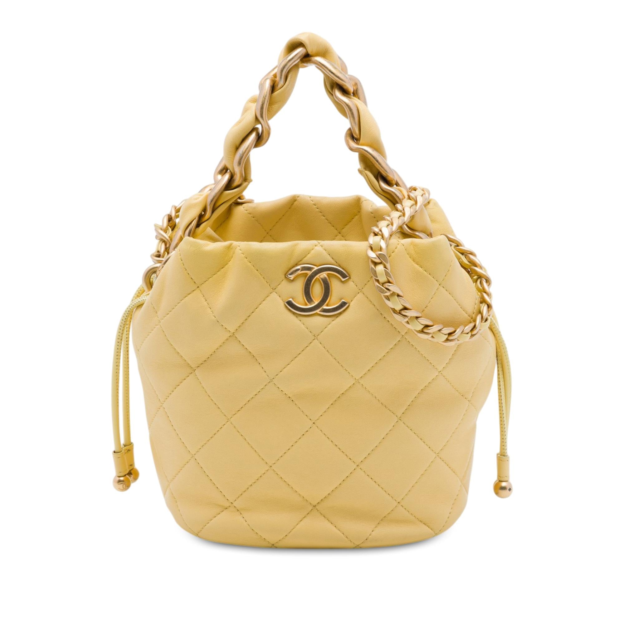 Chanel CC Quilted Lambskin Drawstring Bucket Bag