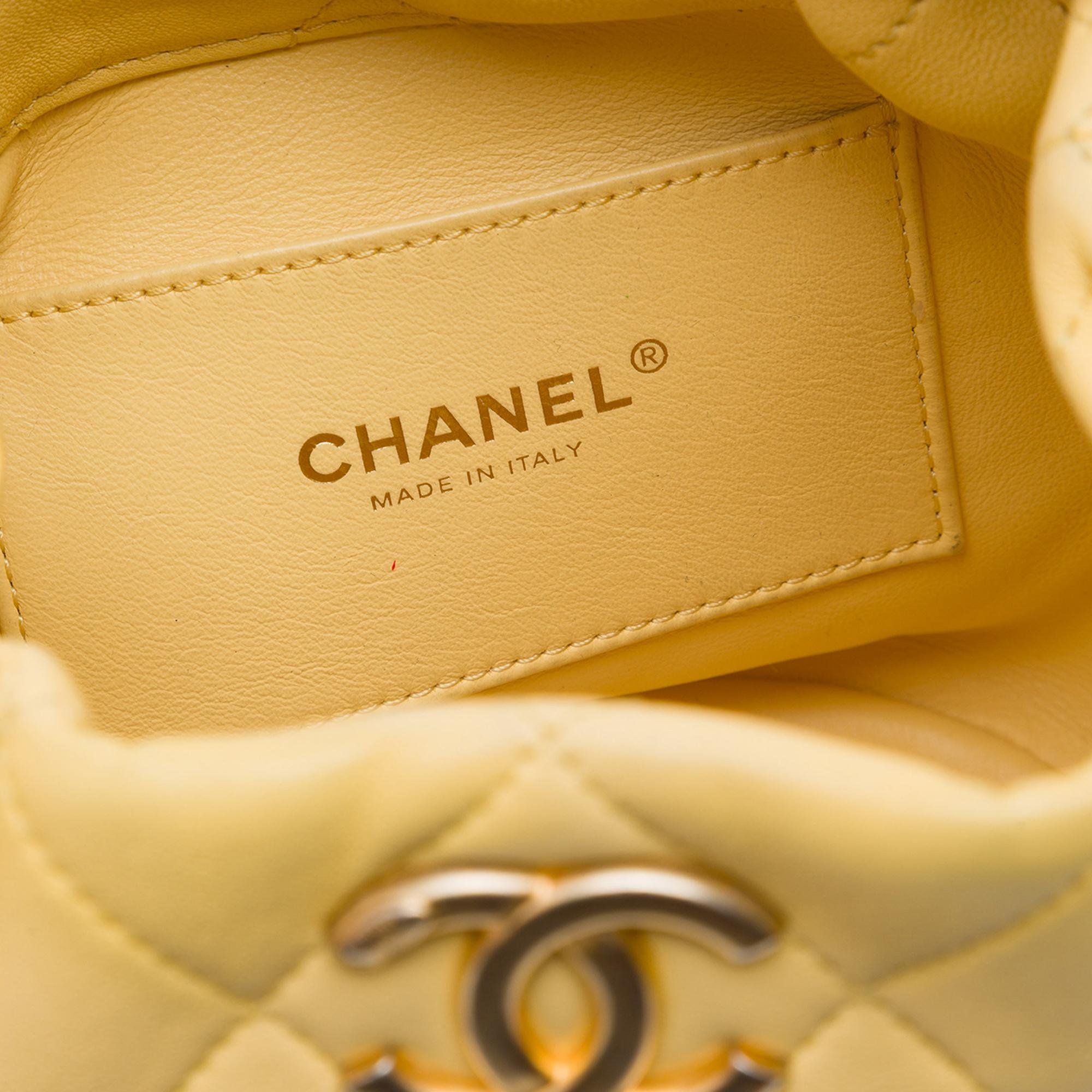 Chanel CC Quilted Lambskin Drawstring Bucket Bag