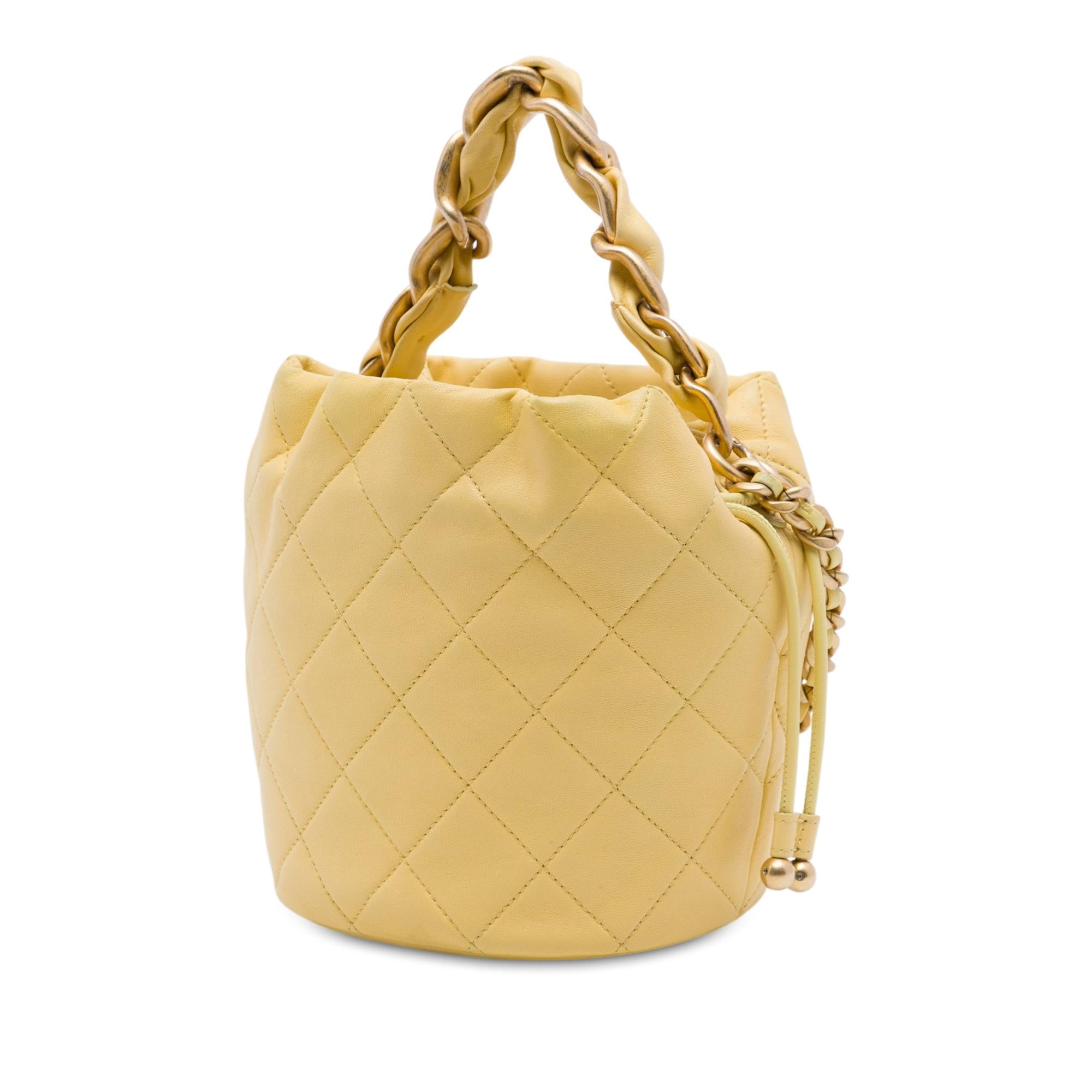 Chanel CC Quilted Lambskin Drawstring Bucket Bag