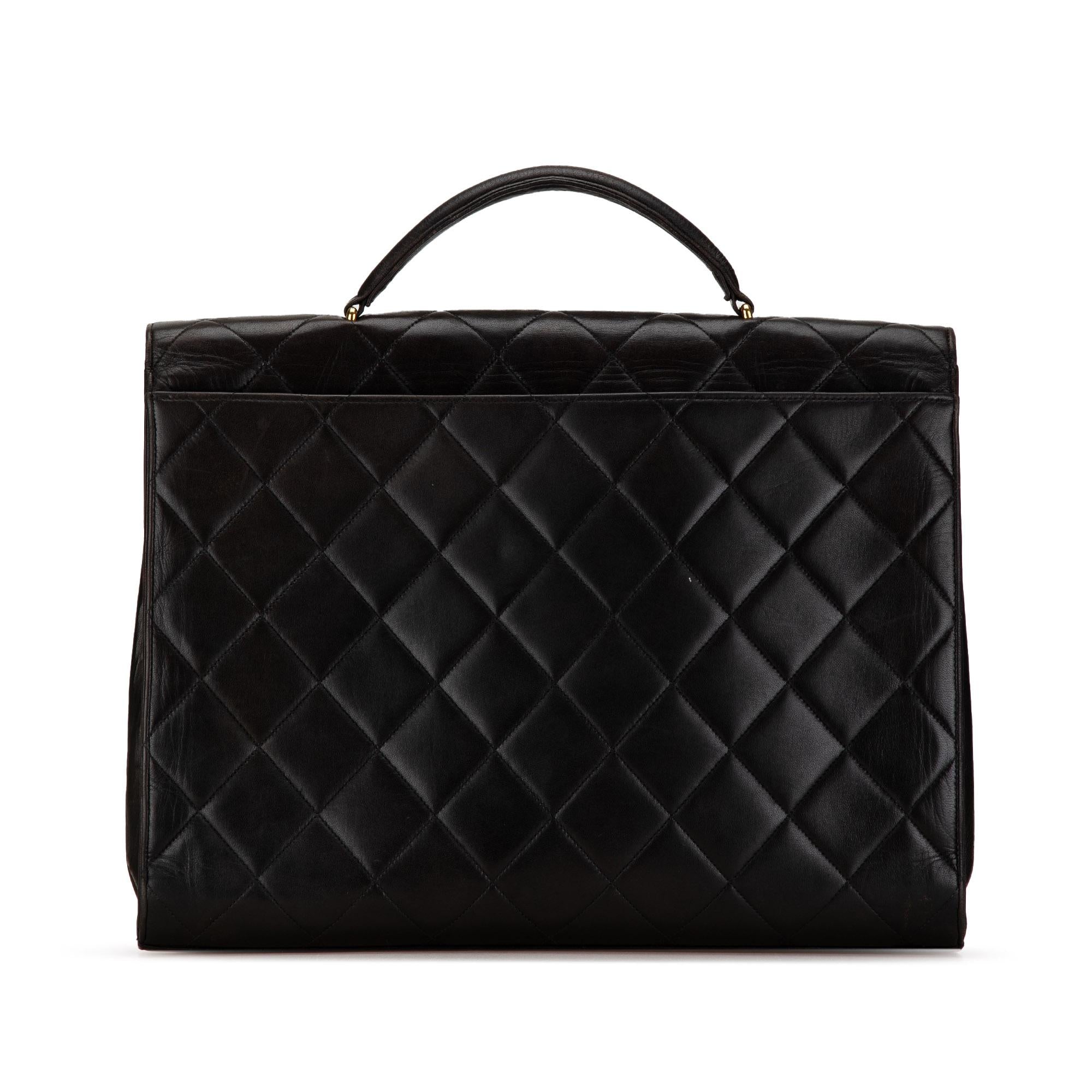 Chanel CC Quilted Lambskin Flap Briefcase (SHG-C50FAl)