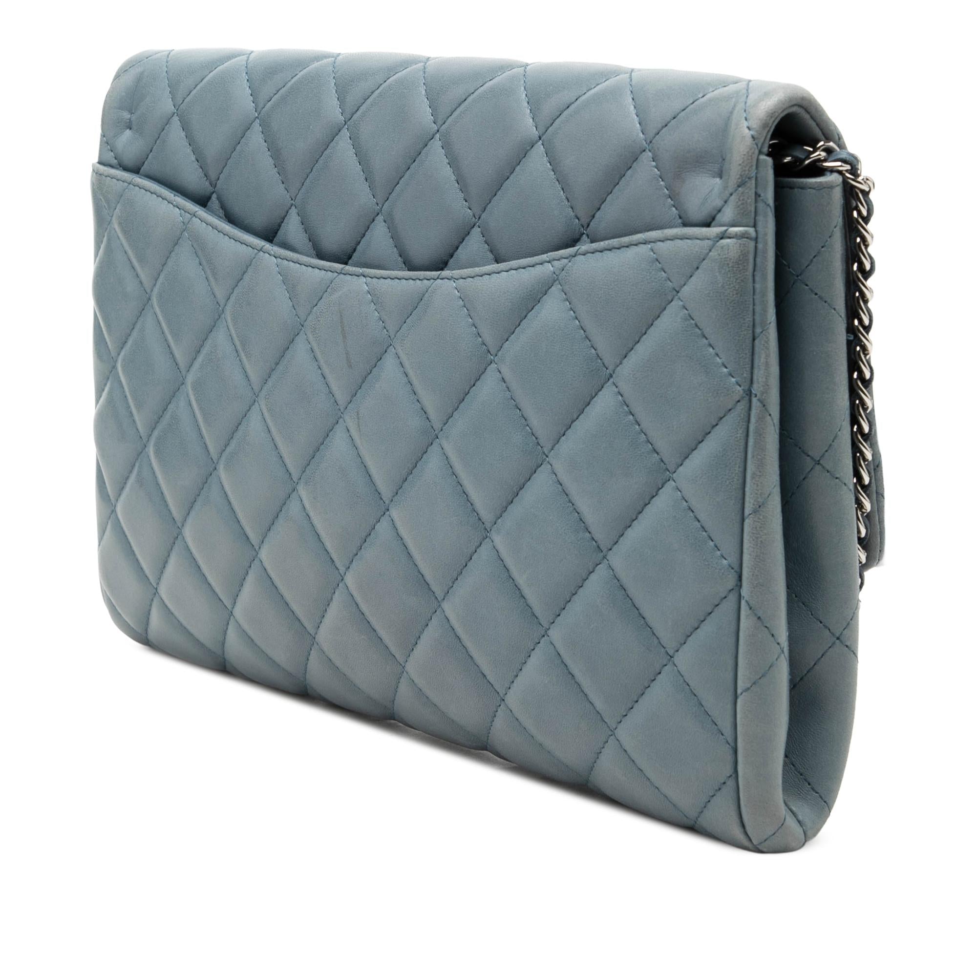 Chanel CC Quilted Lambskin Flap Clutch with Chain