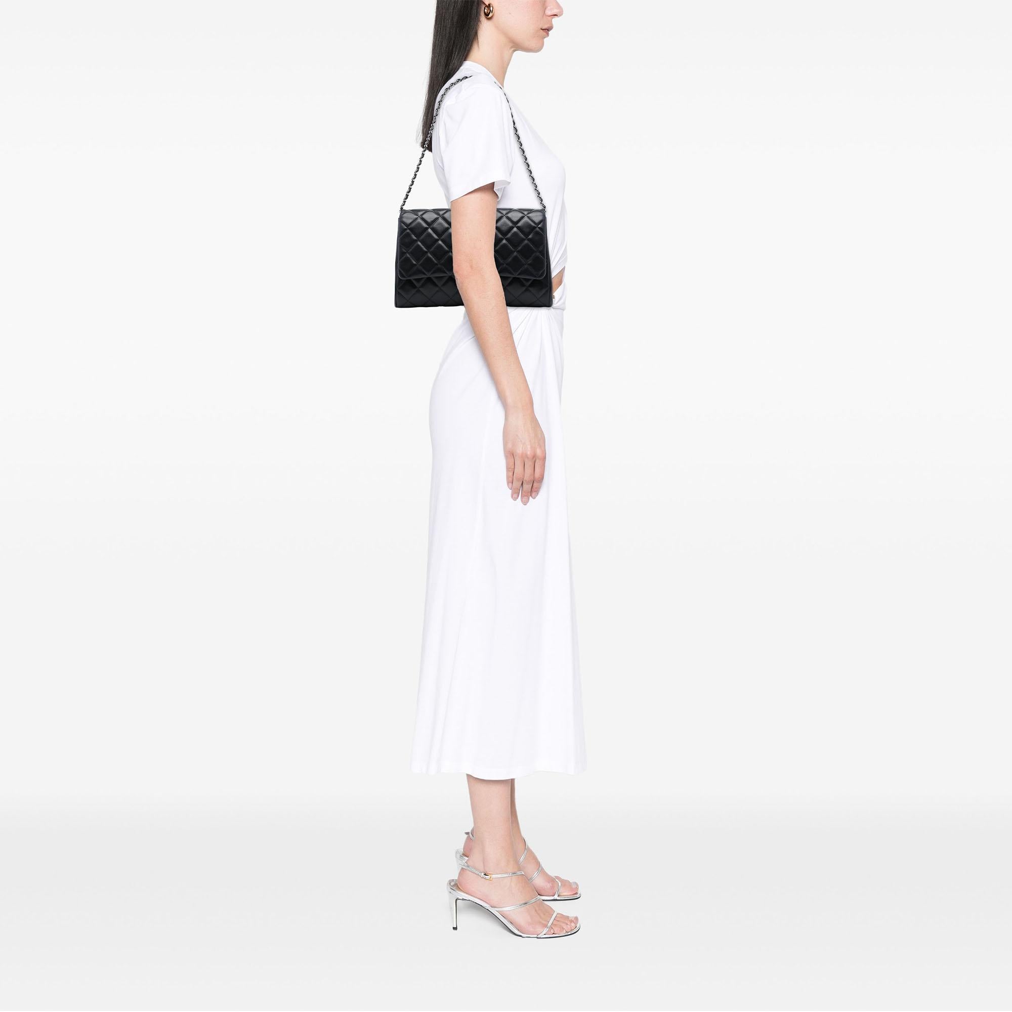 Chanel CC Quilted Lambskin Flap Clutch with Chain