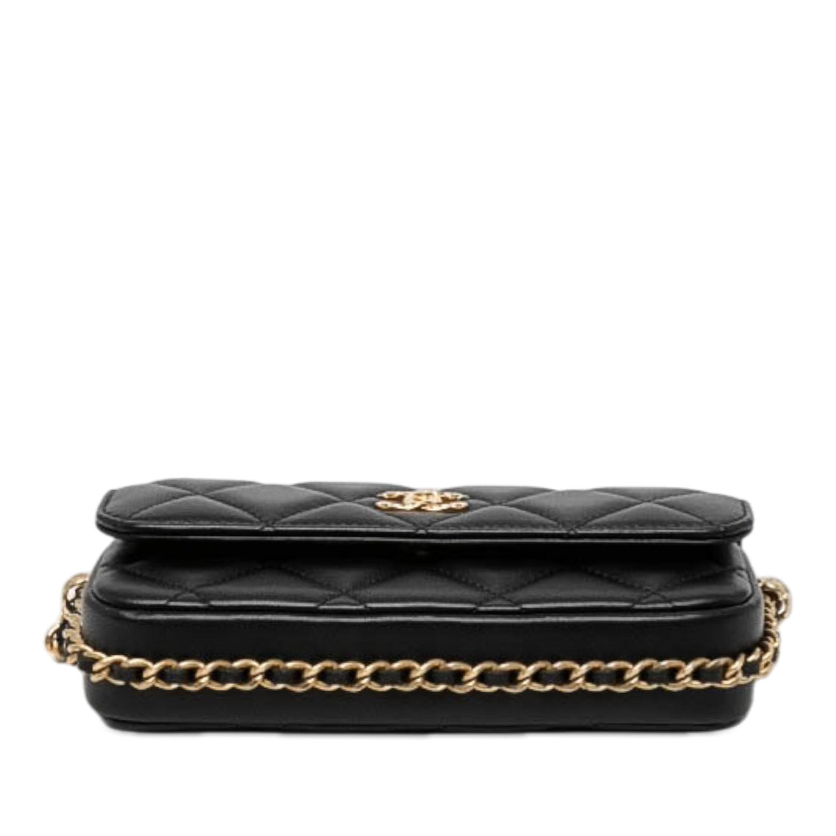 Chanel CC Quilted Lambskin Flap Phone Holder with Chain