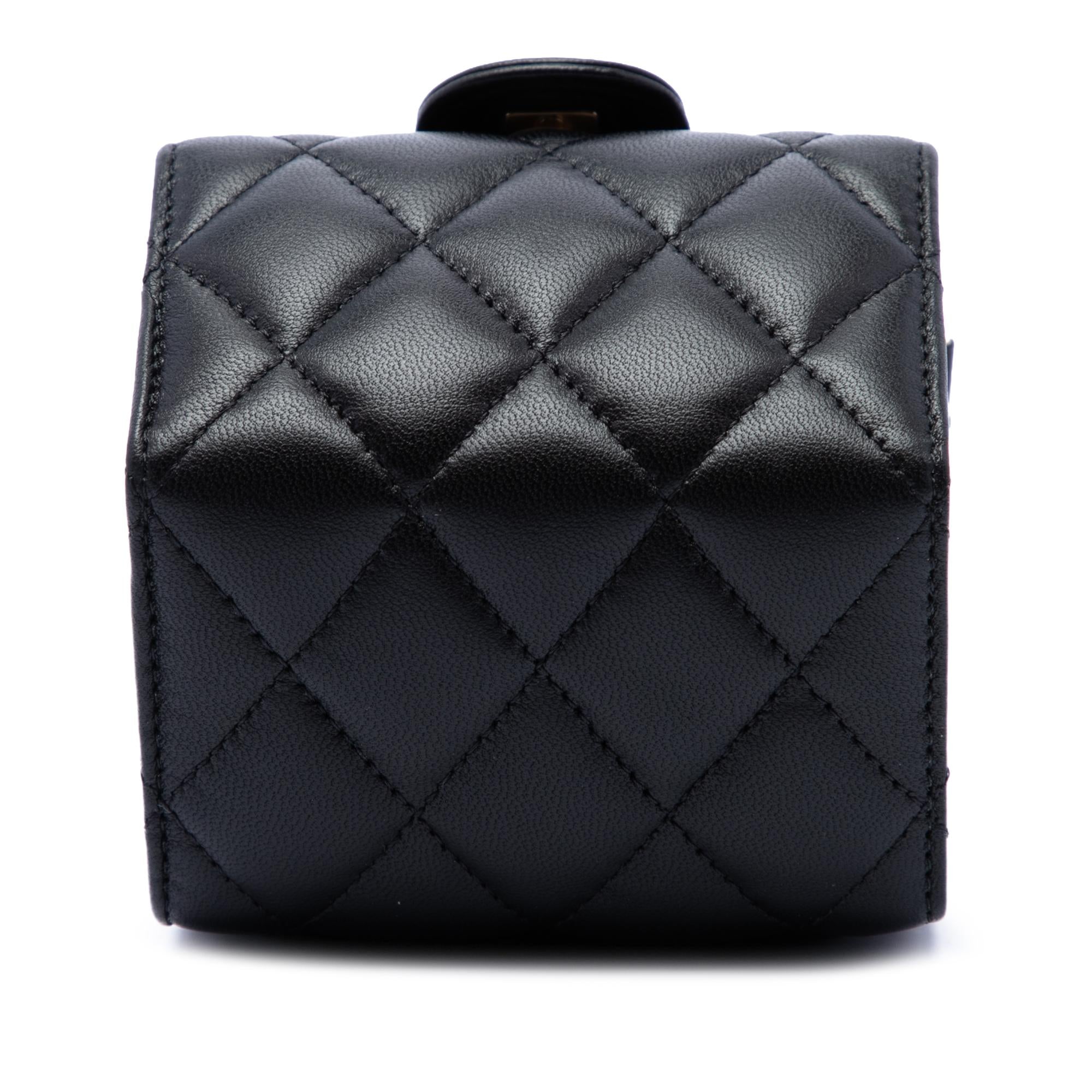 Chanel CC Quilted Lambskin Foldable Jewelry Box with Chain