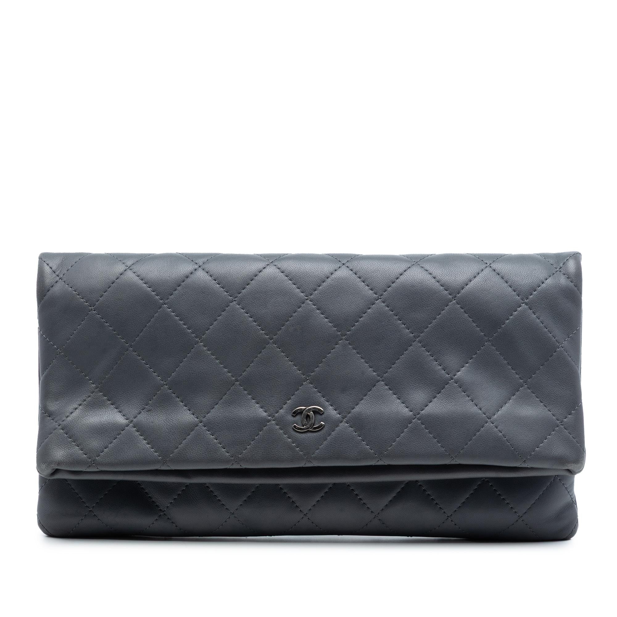 Chanel CC Quilted Lambskin Foldover Clutch