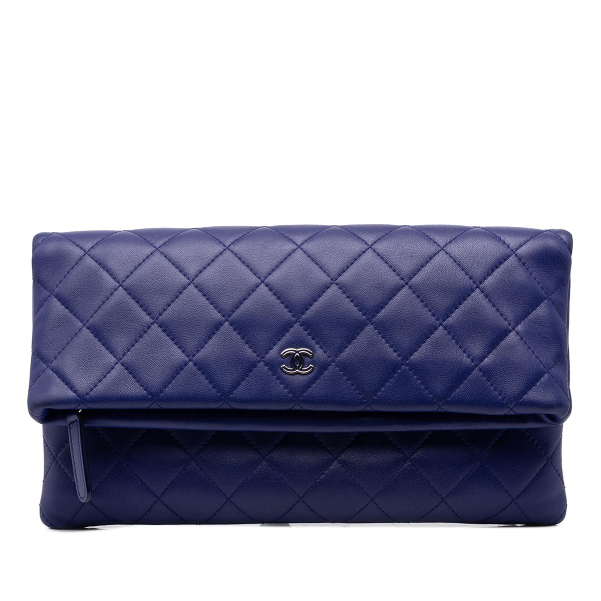 Chanel CC Quilted Lambskin Foldover Clutch