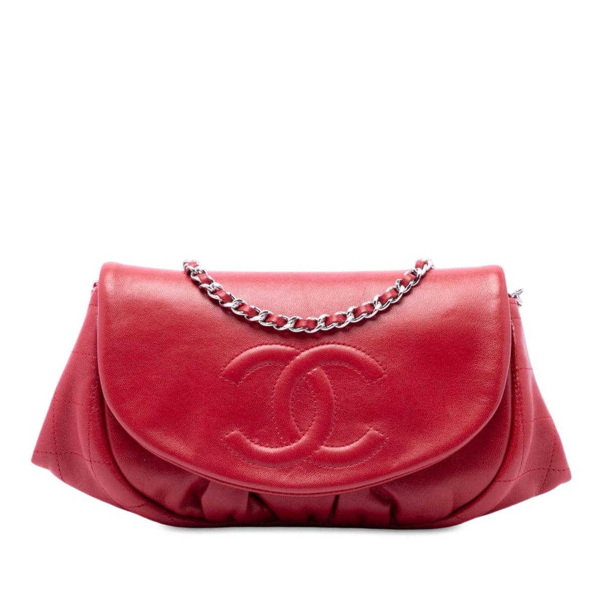 Chanel CC Quilted Lambskin Half Moon Wallet on Chain