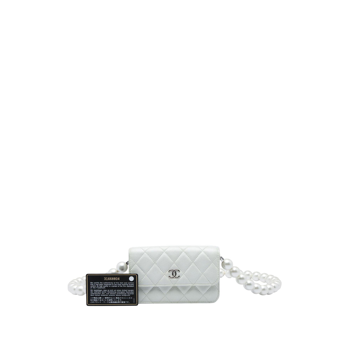 Chanel CC Quilted Lambskin Maxi Pearl Chain Strap