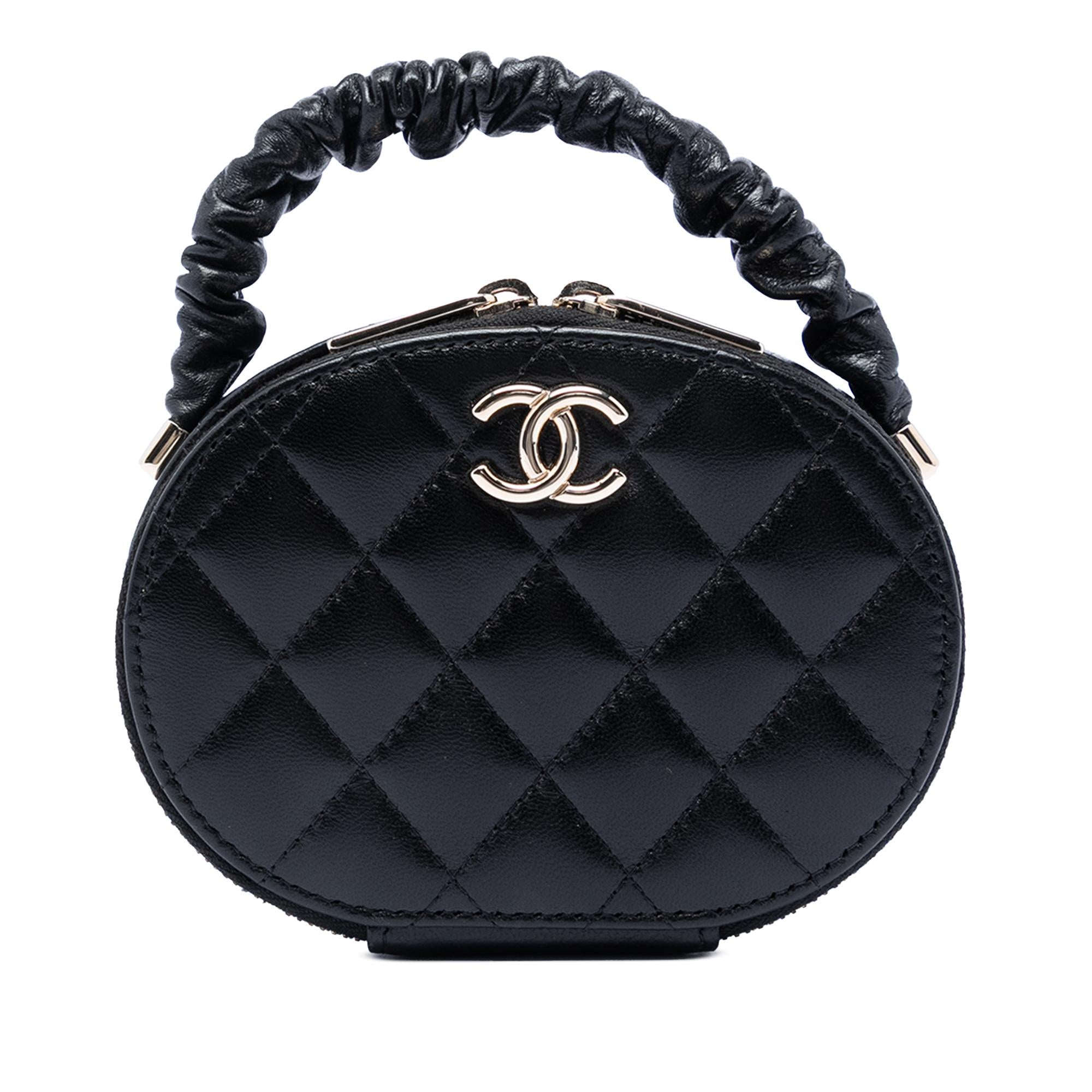 Chanel CC Quilted Lambskin Oval Top Handle Clutch