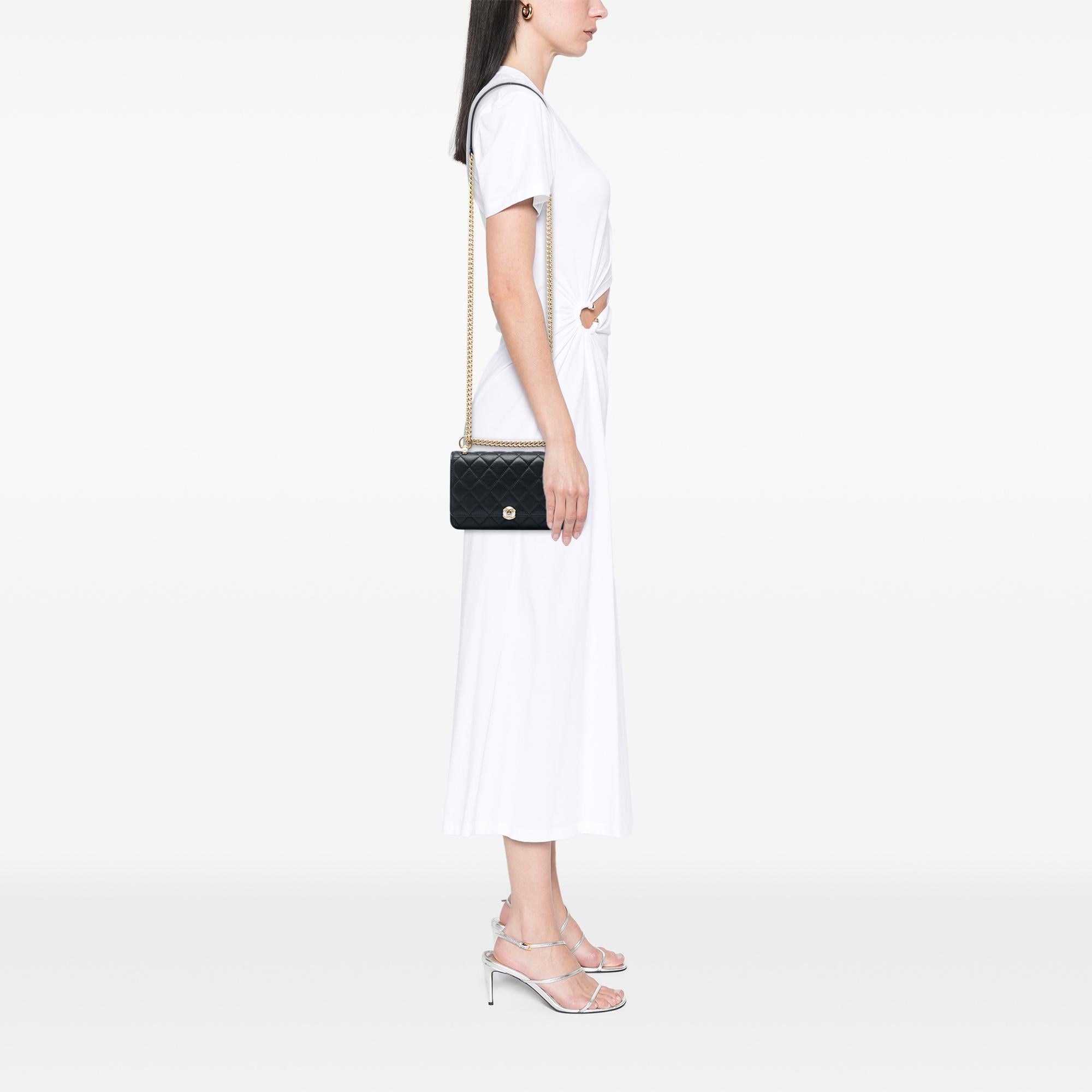 Chanel CC Quilted Lambskin Pearl Wallet on Chain