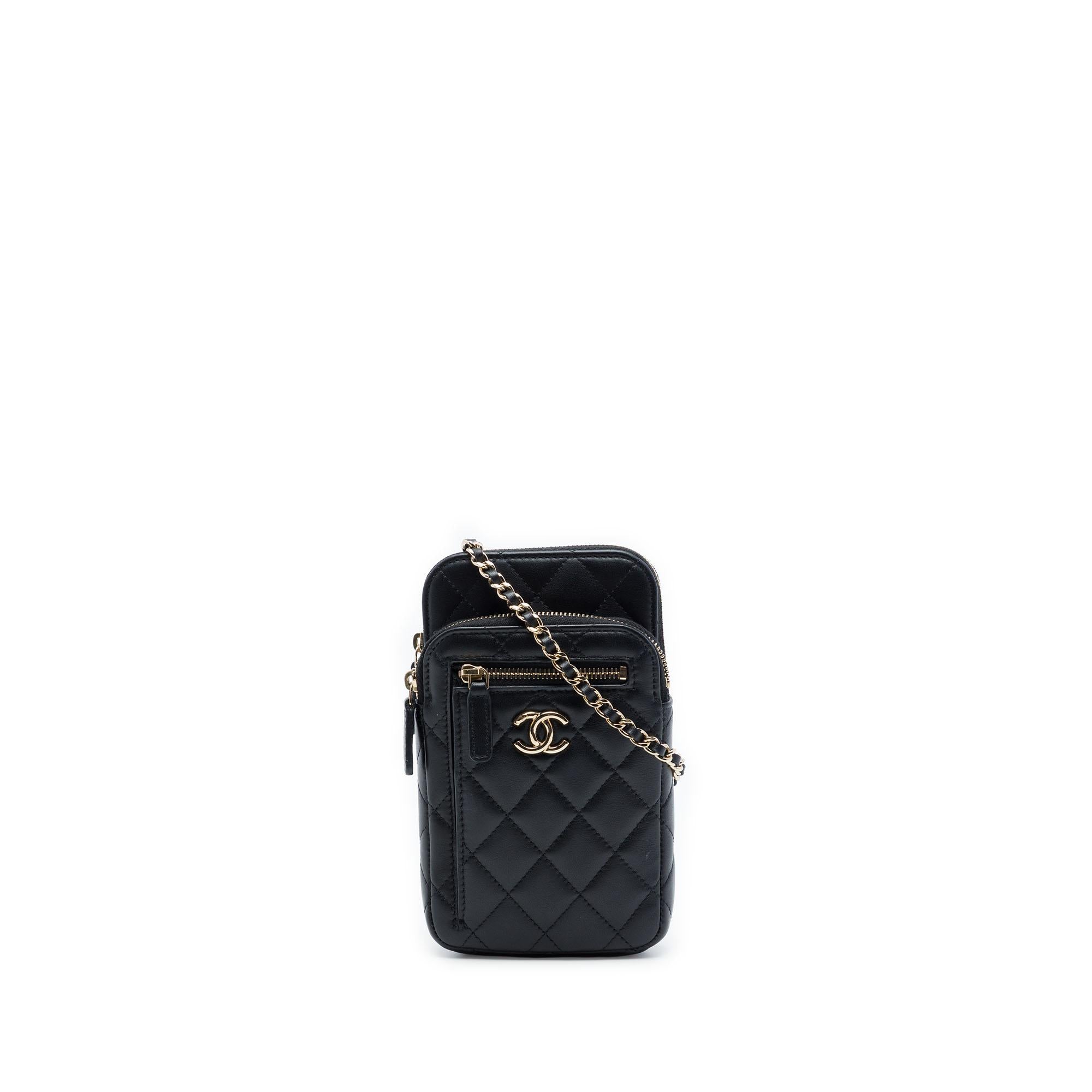 Chanel CC Quilted Lambskin Phone Holder With Chain