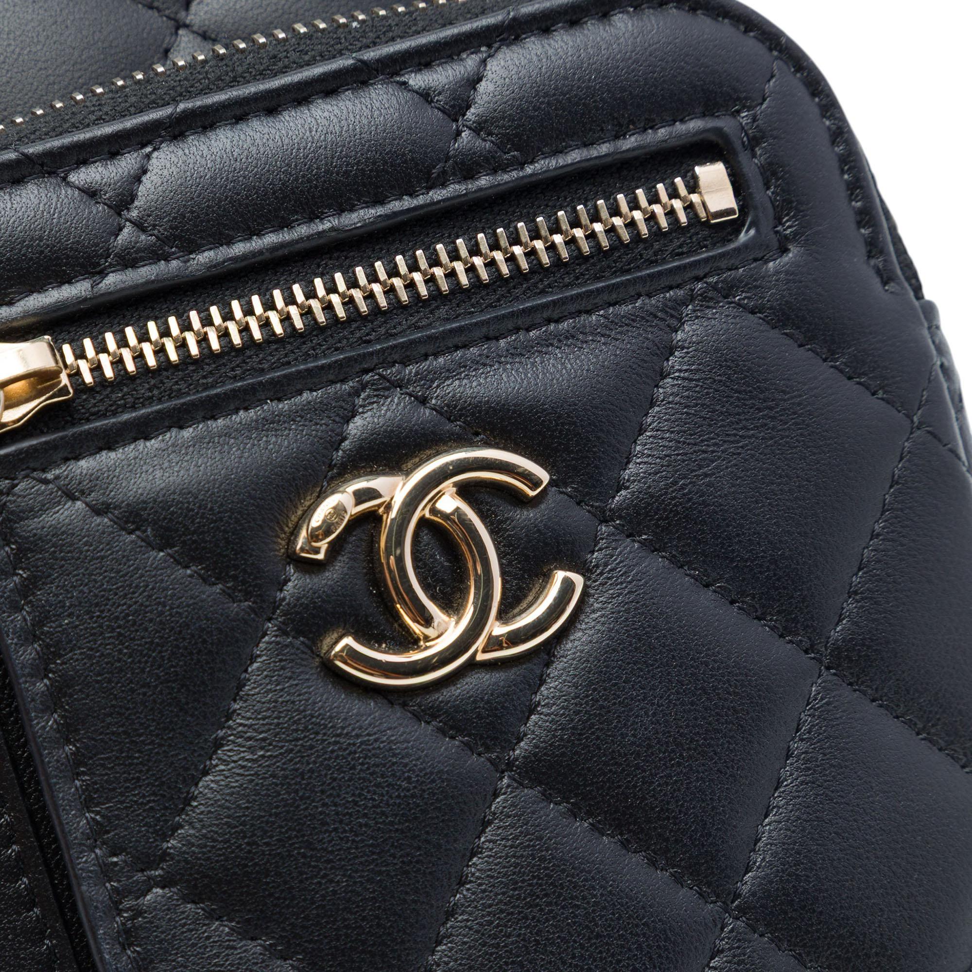 Chanel CC Quilted Lambskin Phone Holder With Chain