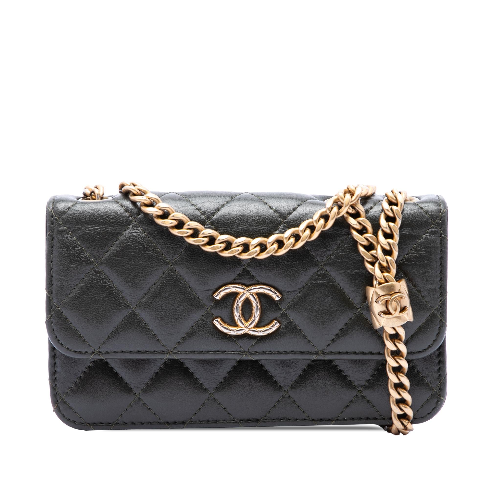 Chanel CC Quilted Lambskin Pillow Crush Flap Phone Holder with Chain