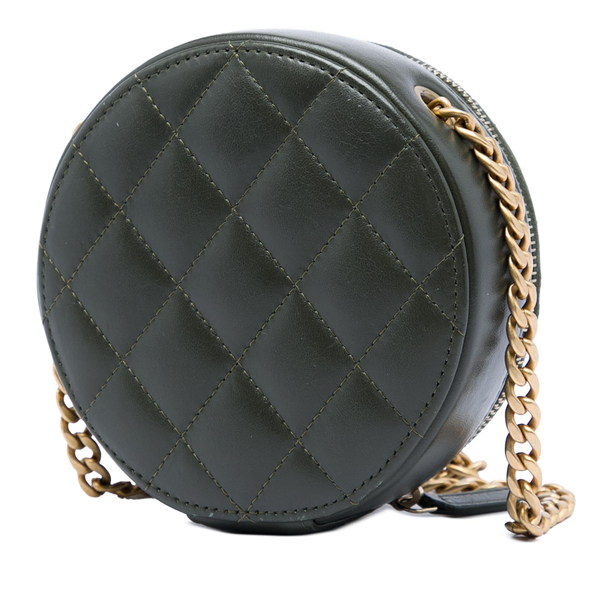 Chanel CC Quilted Lambskin Round Clutch with Chain