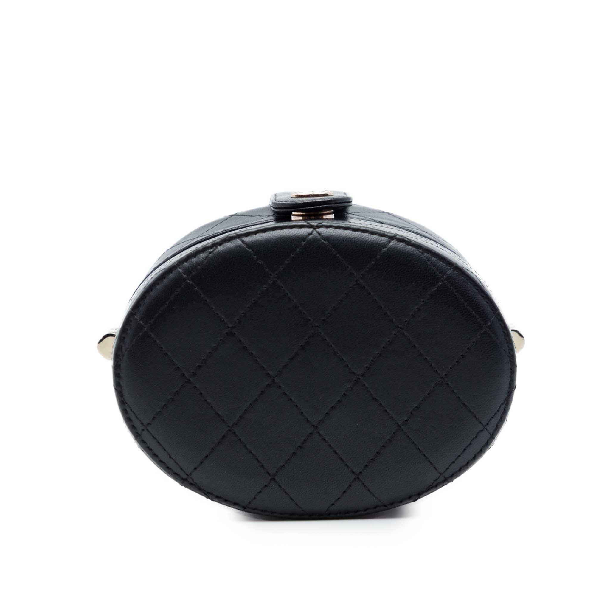 Chanel CC Quilted Lambskin Round Vanity Clutch With Chain