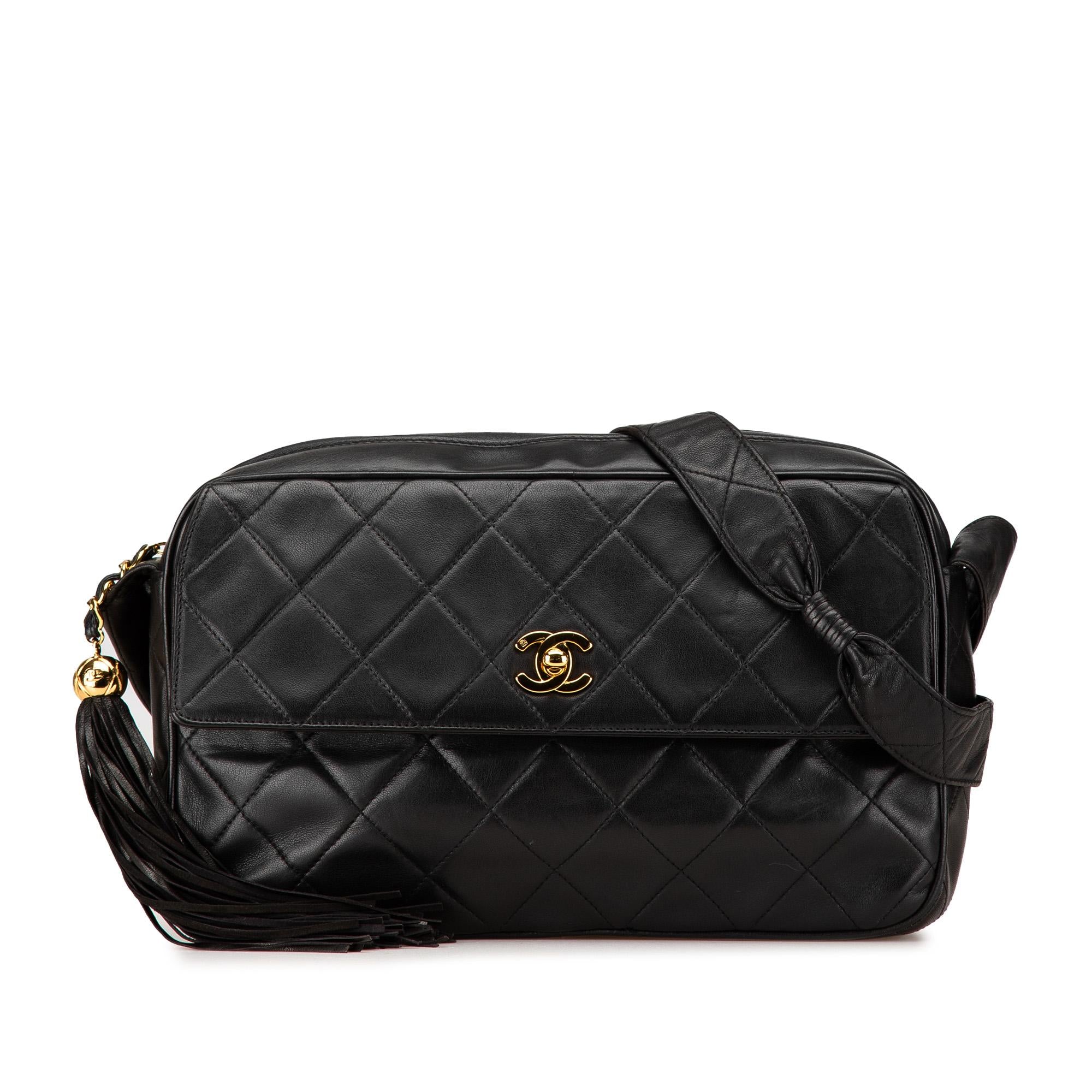 Chanel CC Quilted Lambskin Tassel Crossbody