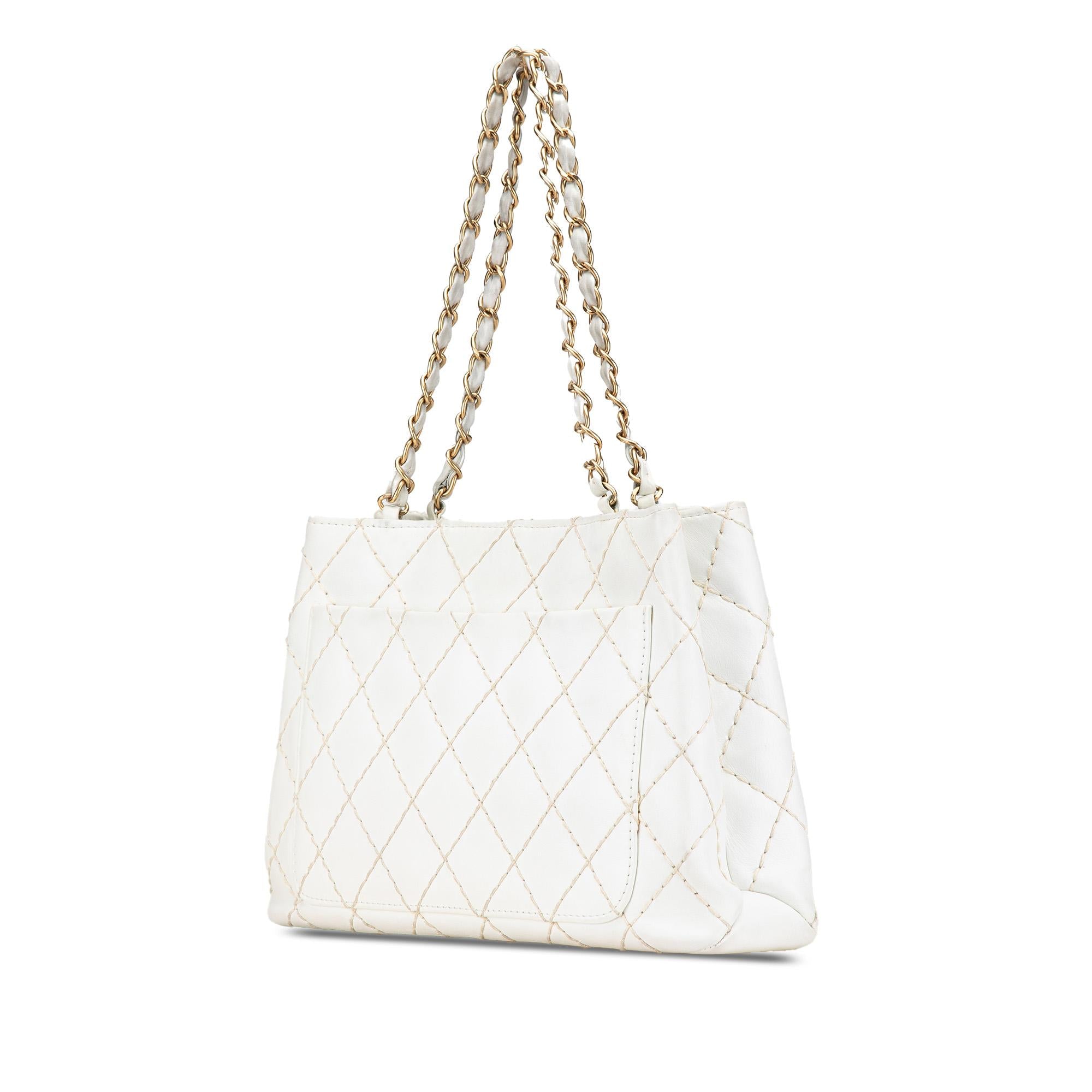 Chanel CC Quilted Lambskin Wild Stitch Tote