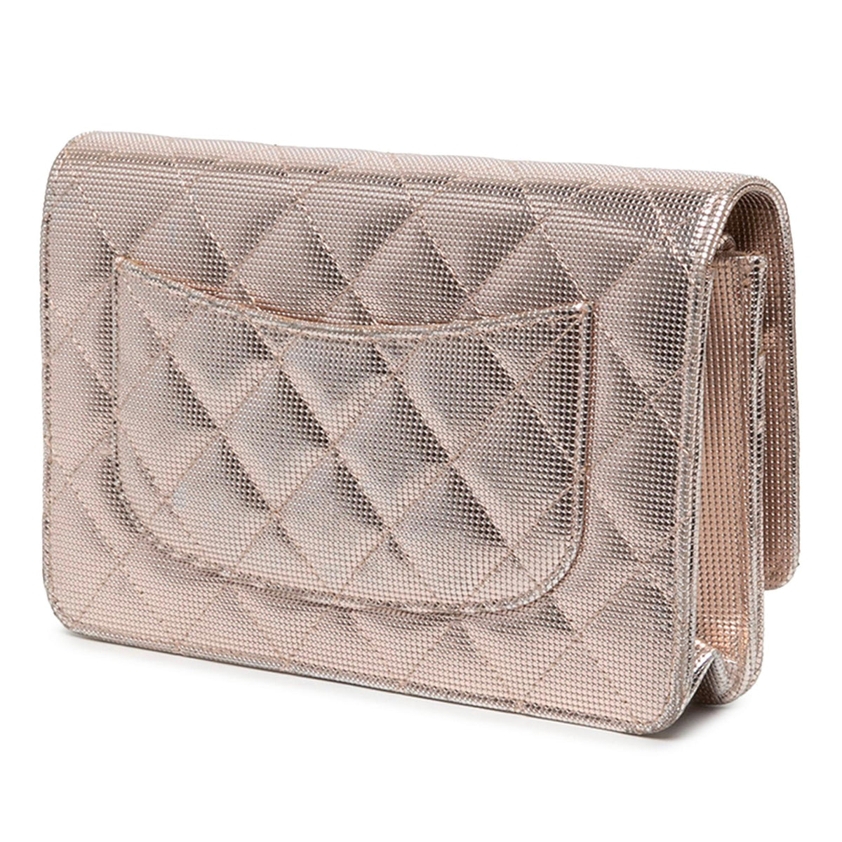 Chanel CC Quilted Metallic Calfskin Pixel Effect Wallet On Chain