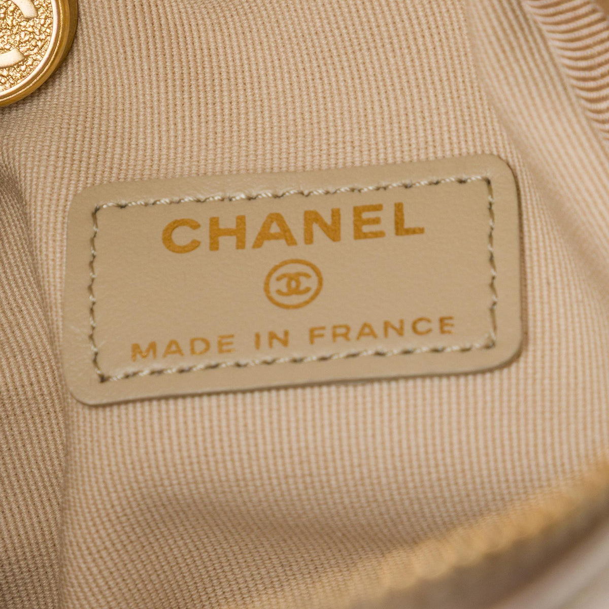 Chanel CC Quilted Metallic Lambskin Cube Zip Clutch with Chain