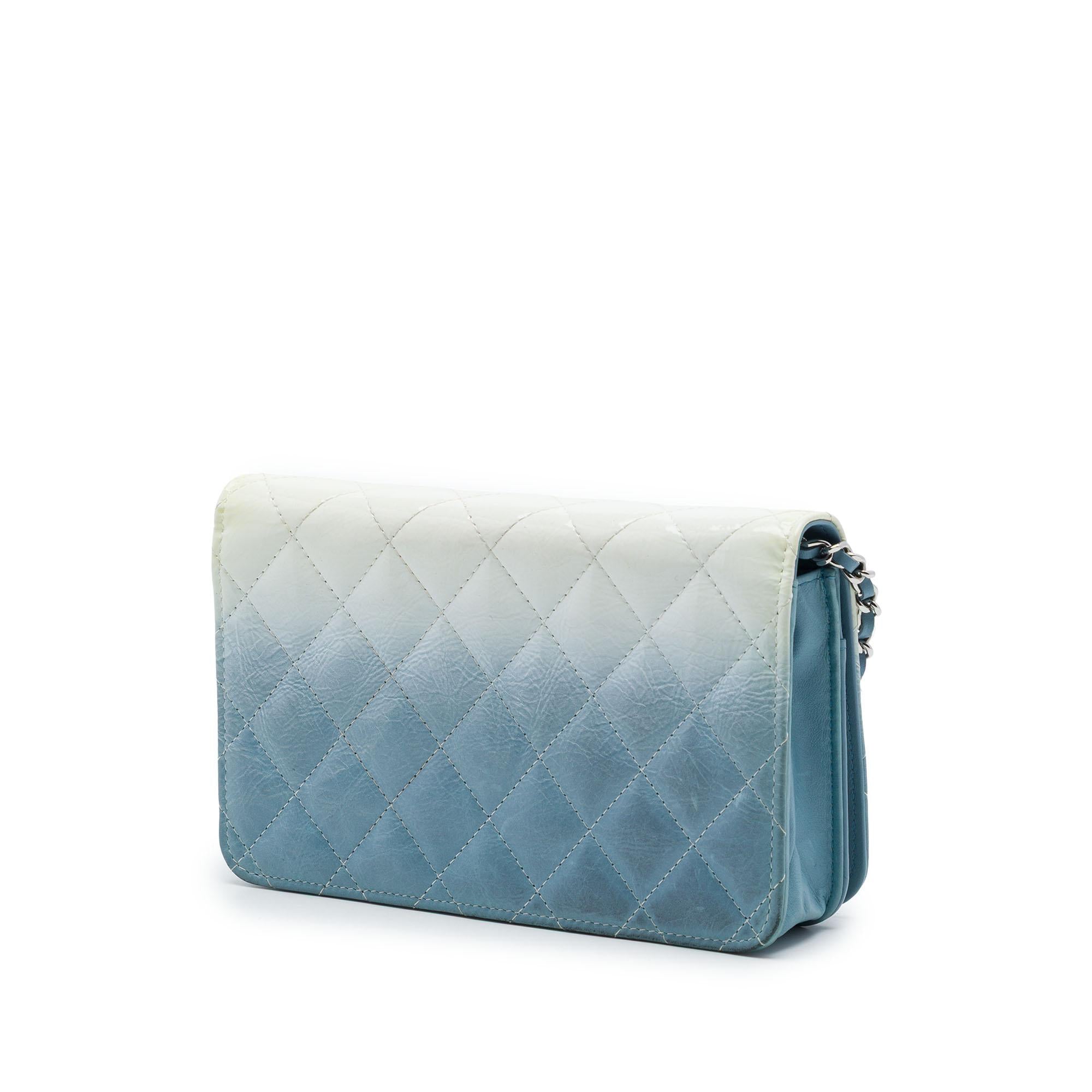 Chanel CC Quilted Ombre Patent and Aged Calfskin Crystal Wallet On Chain