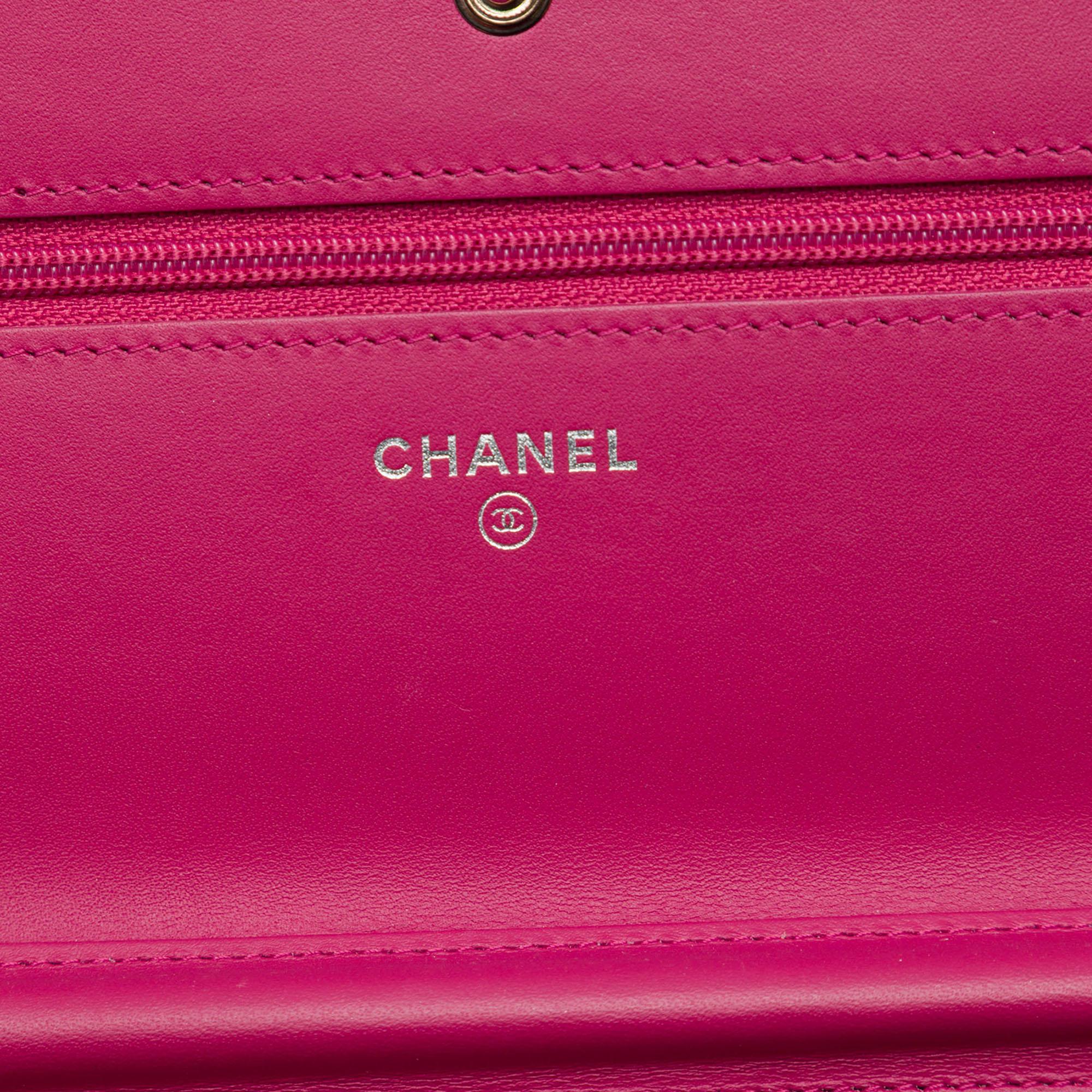 Chanel CC Quilted Patent Brilliant Wallet On Chain