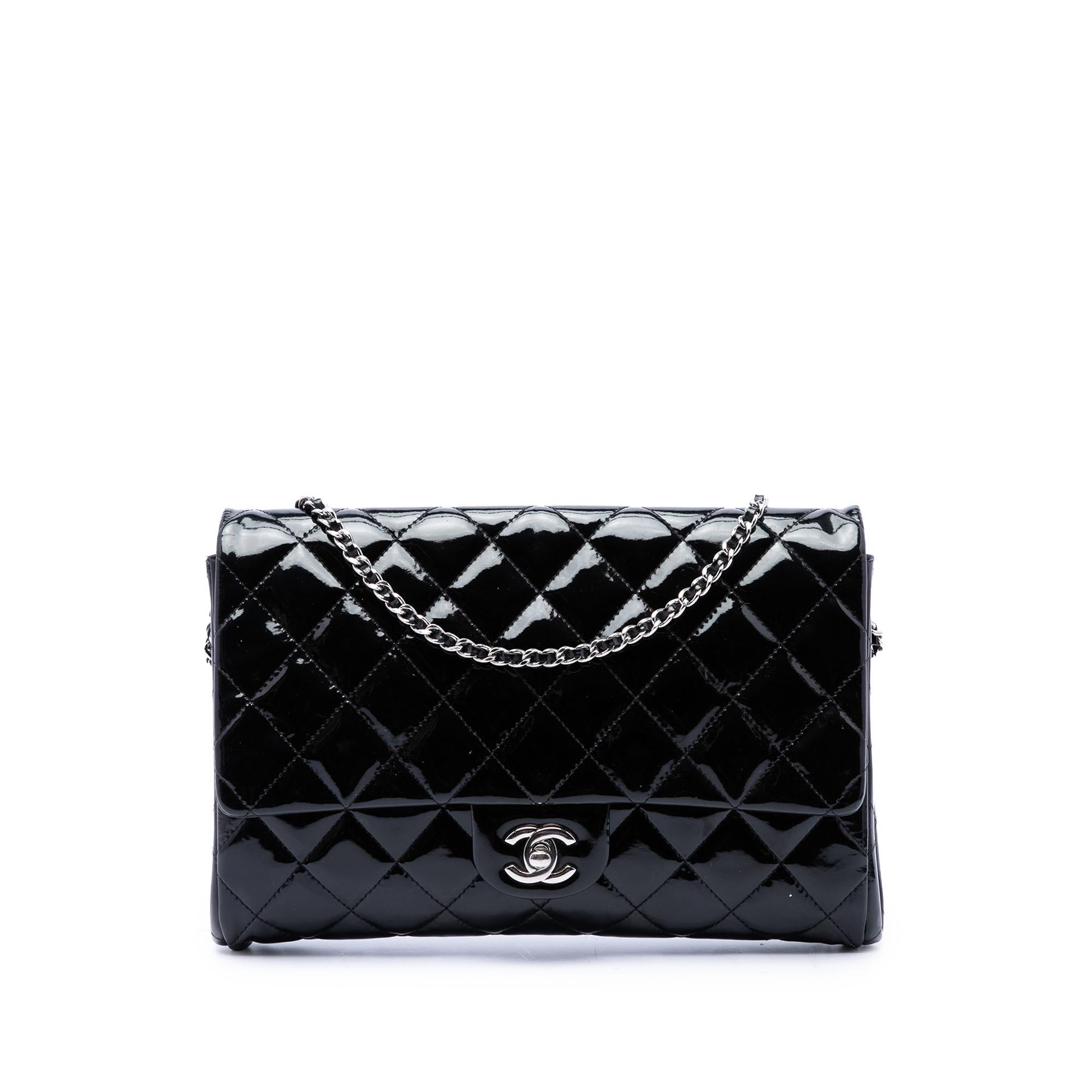 Chanel CC Quilted Patent Flap Clutch with Chain