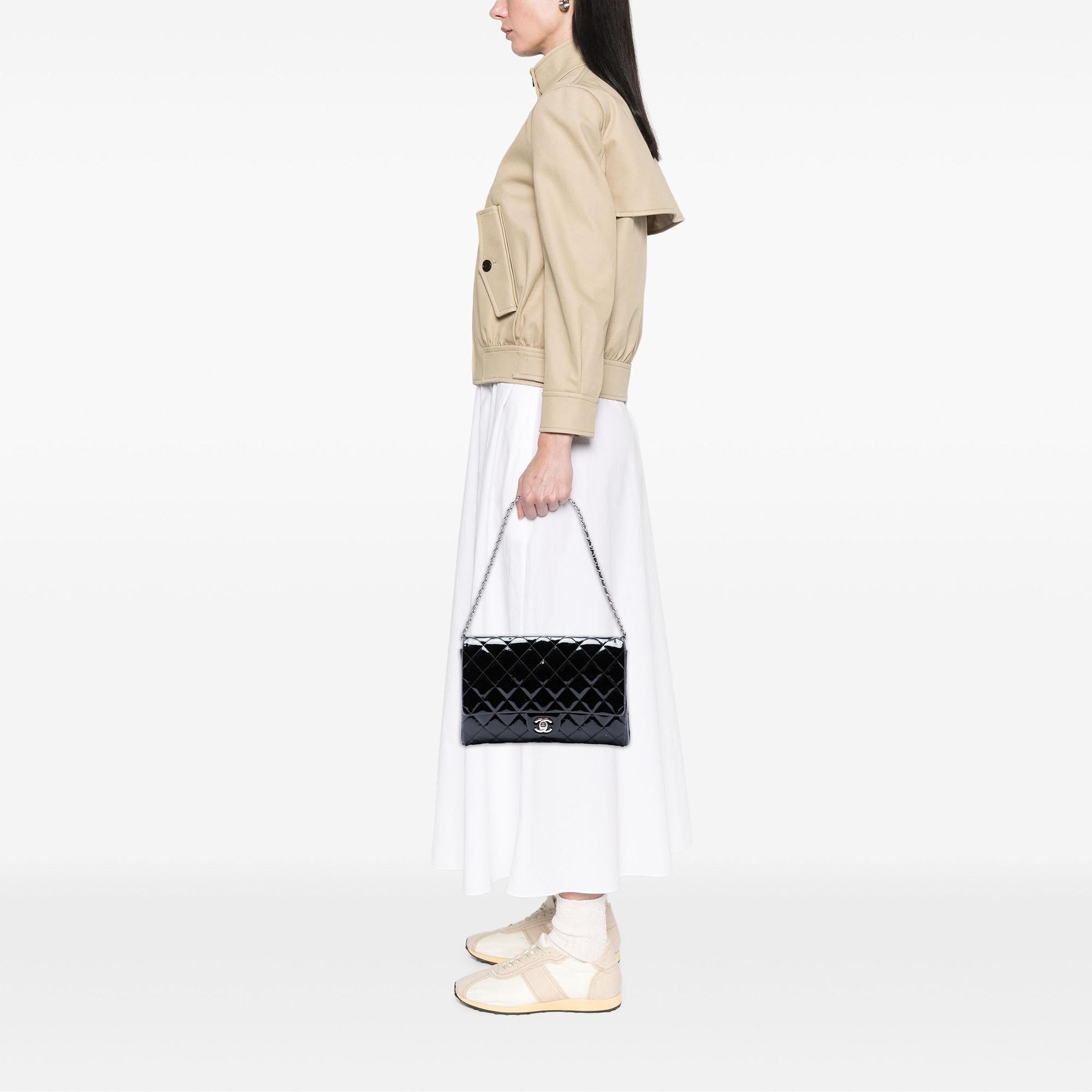 Chanel CC Quilted Patent Flap Clutch with Chain