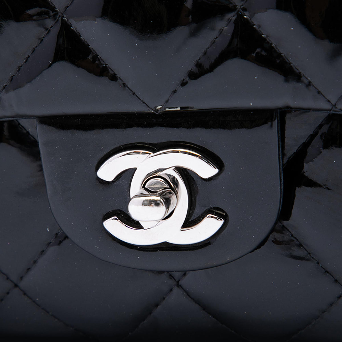 Chanel CC Quilted Patent Flap Clutch with Chain