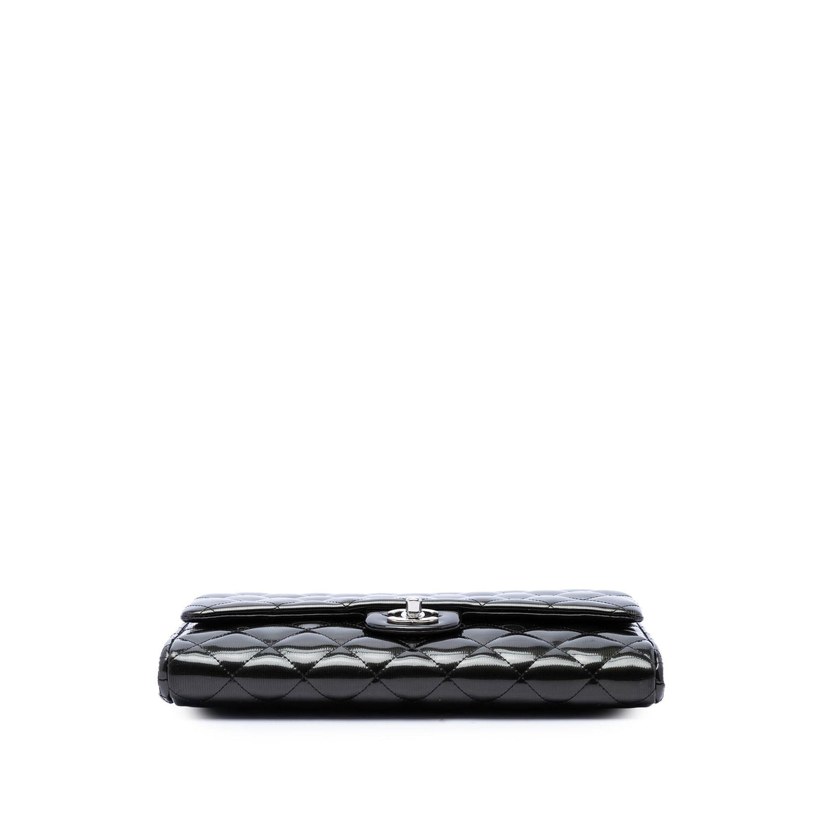 Chanel CC Quilted Patent Striated Flap Clutch with Chain