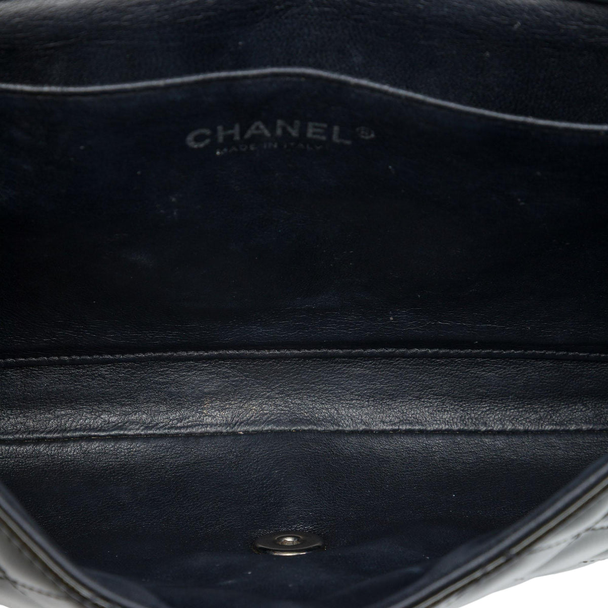 Chanel CC Quilted Patent Striated Flap Clutch with Chain