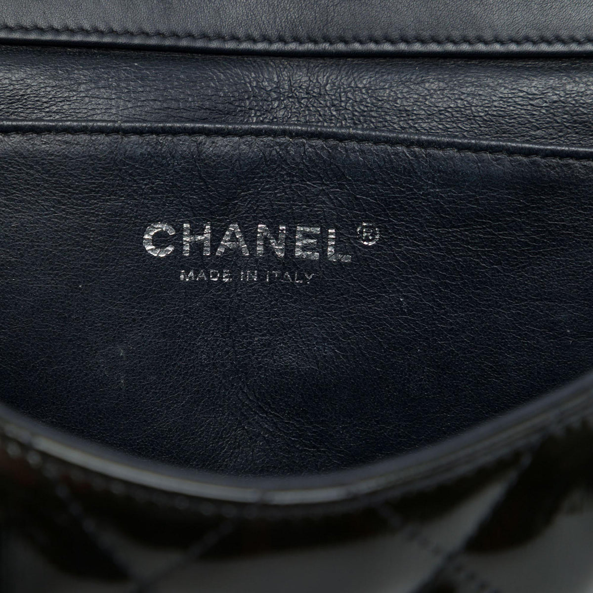 Chanel CC Quilted Patent Striated Flap Clutch with Chain