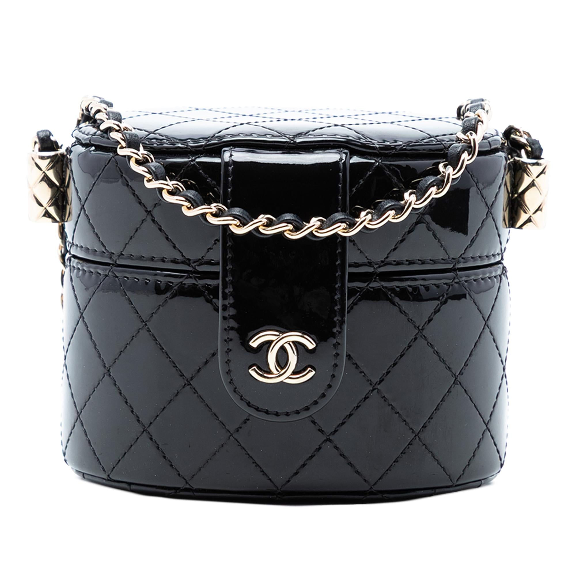 Chanel CC Quilted Patent Vanity Case with Chain