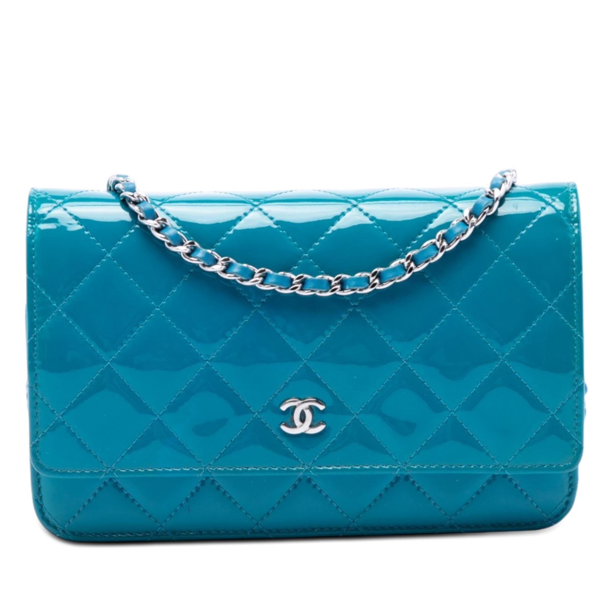 Chanel CC Quilted Patent Wallet on Chain