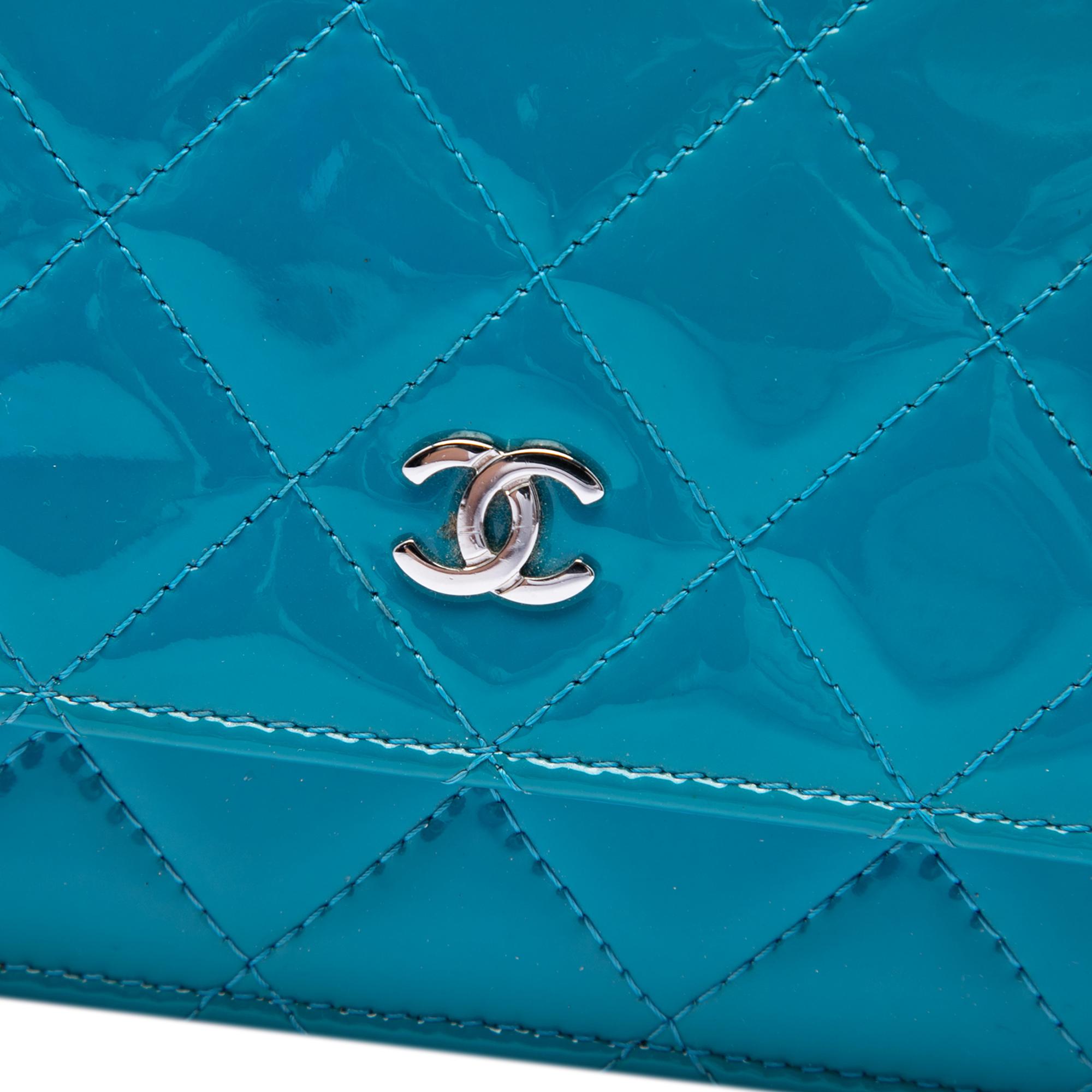 Chanel CC Quilted Patent Wallet on Chain