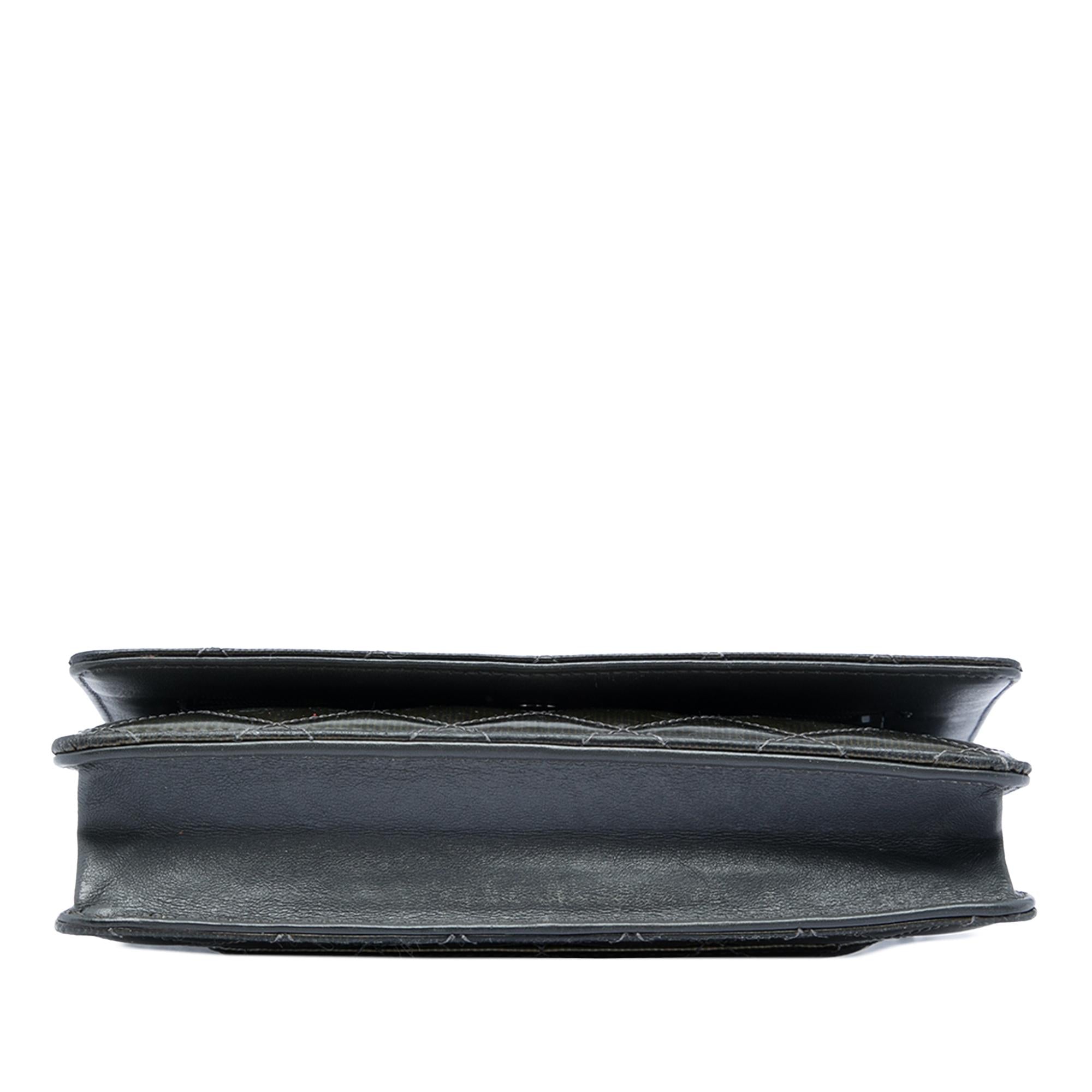 Chanel CC Quilted Striated Metallic Patent Wallet on Chain