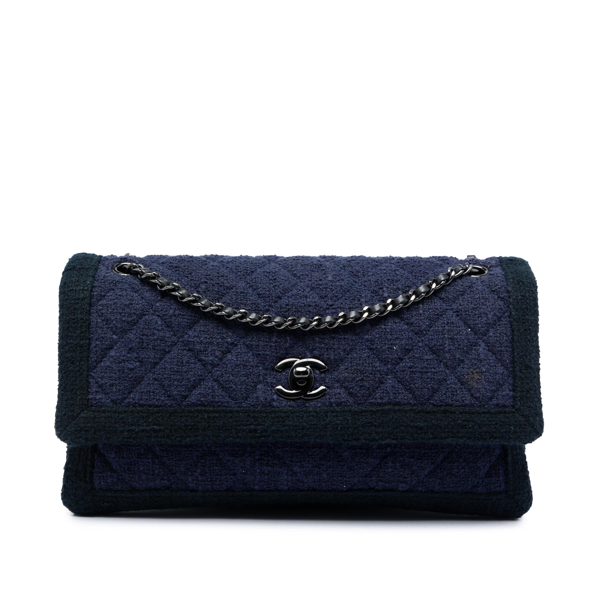 Chanel CC Quilted Tweed Accordion Flap