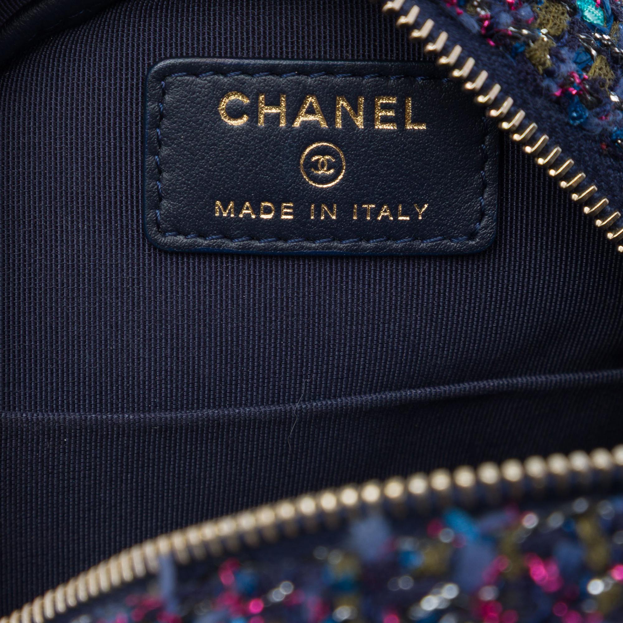 Chanel CC Quilted Tweed Round Crossbody
